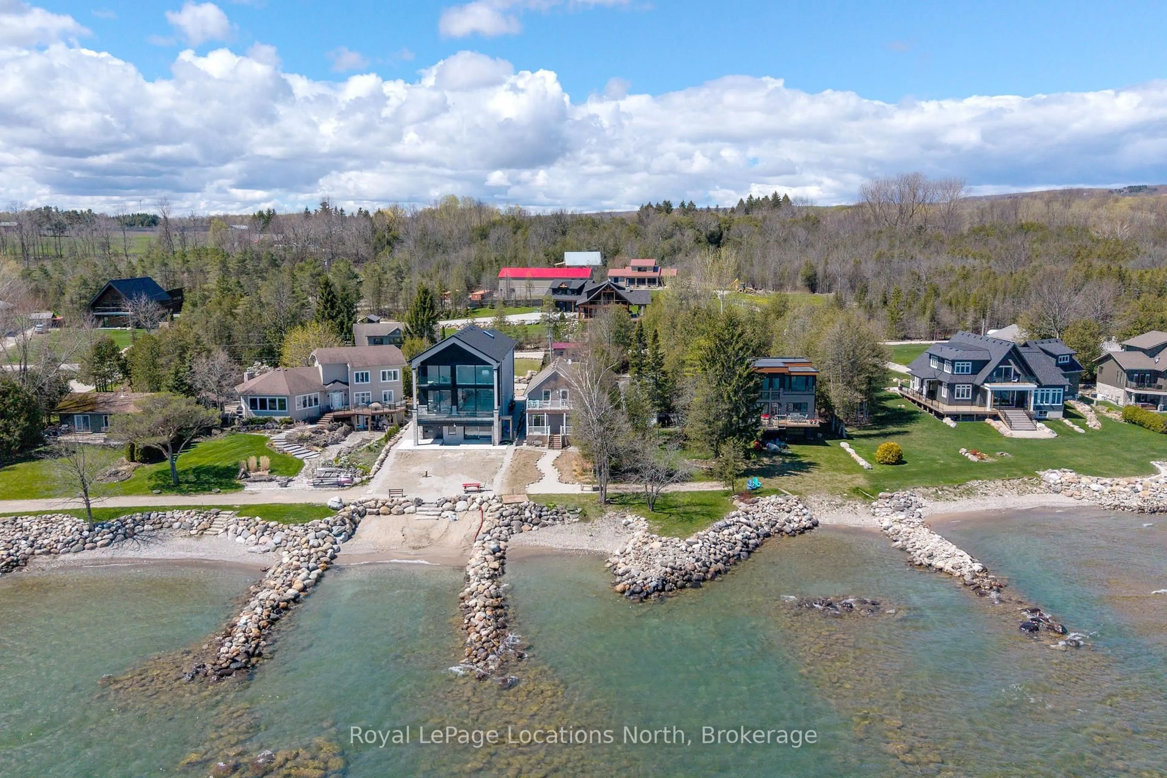 A pic from outside/outdoor area/front of a property/back of a property/a pic from drone, water/lake/river/ocean view for 108 Georgian Beach Lane, Meaford Ontario N4L 0A7