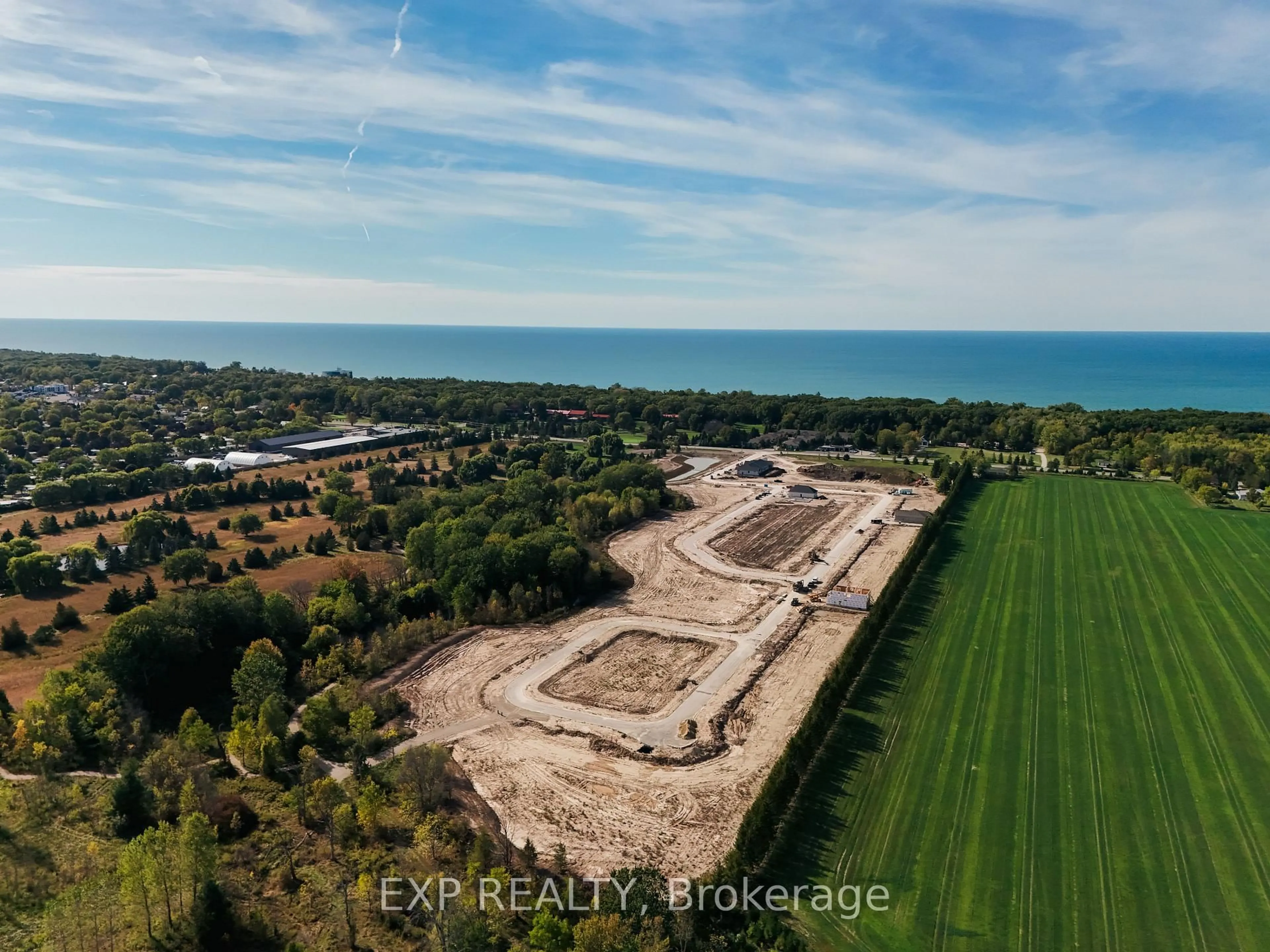 A pic from outside/outdoor area/front of a property/back of a property/a pic from drone, water/lake/river/ocean view for 20 Dearing Dr, South Huron Ontario N0M 1T0