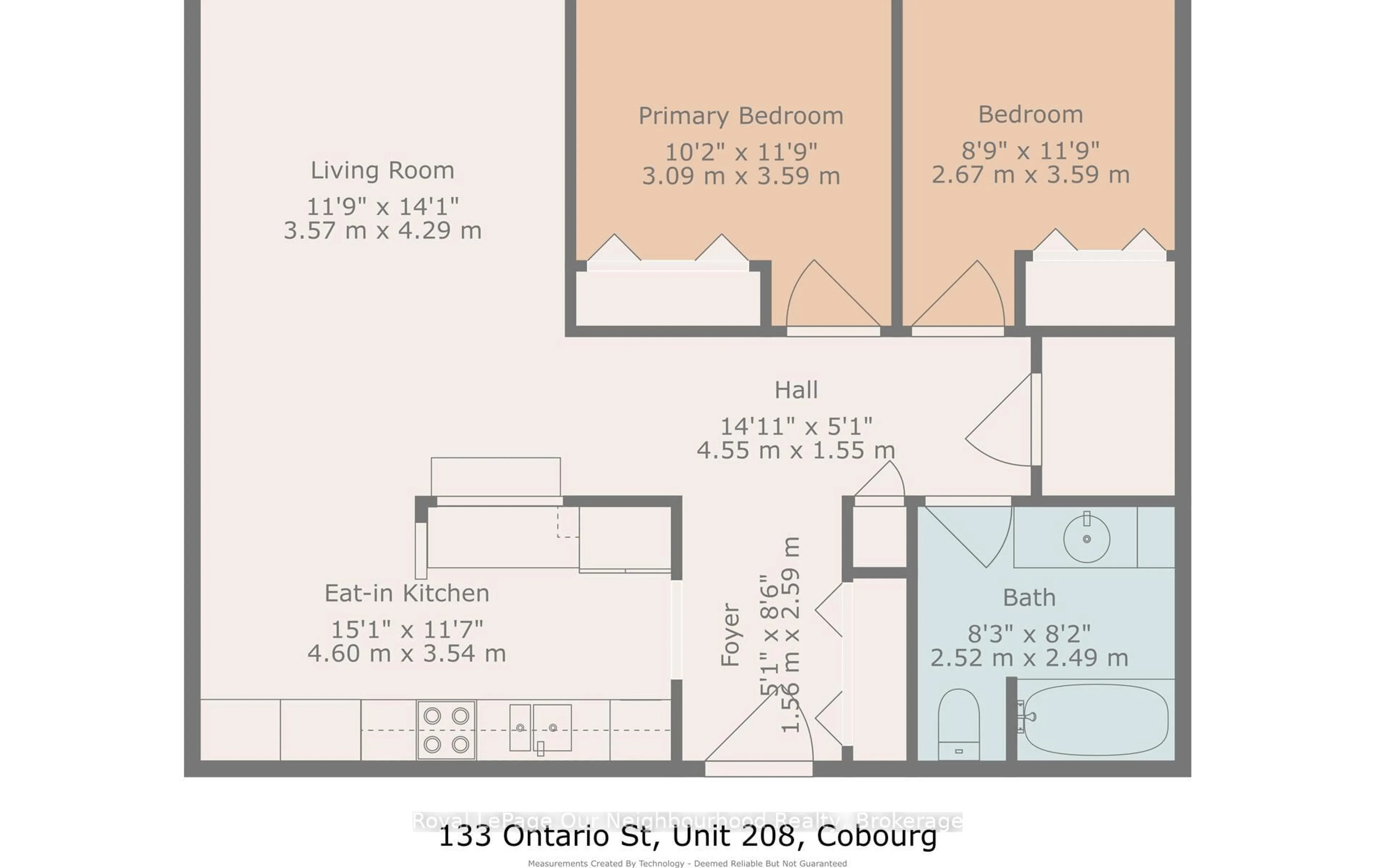 Floor plan for 133 Ontario St #208, Cobourg Ontario K9A 3B4