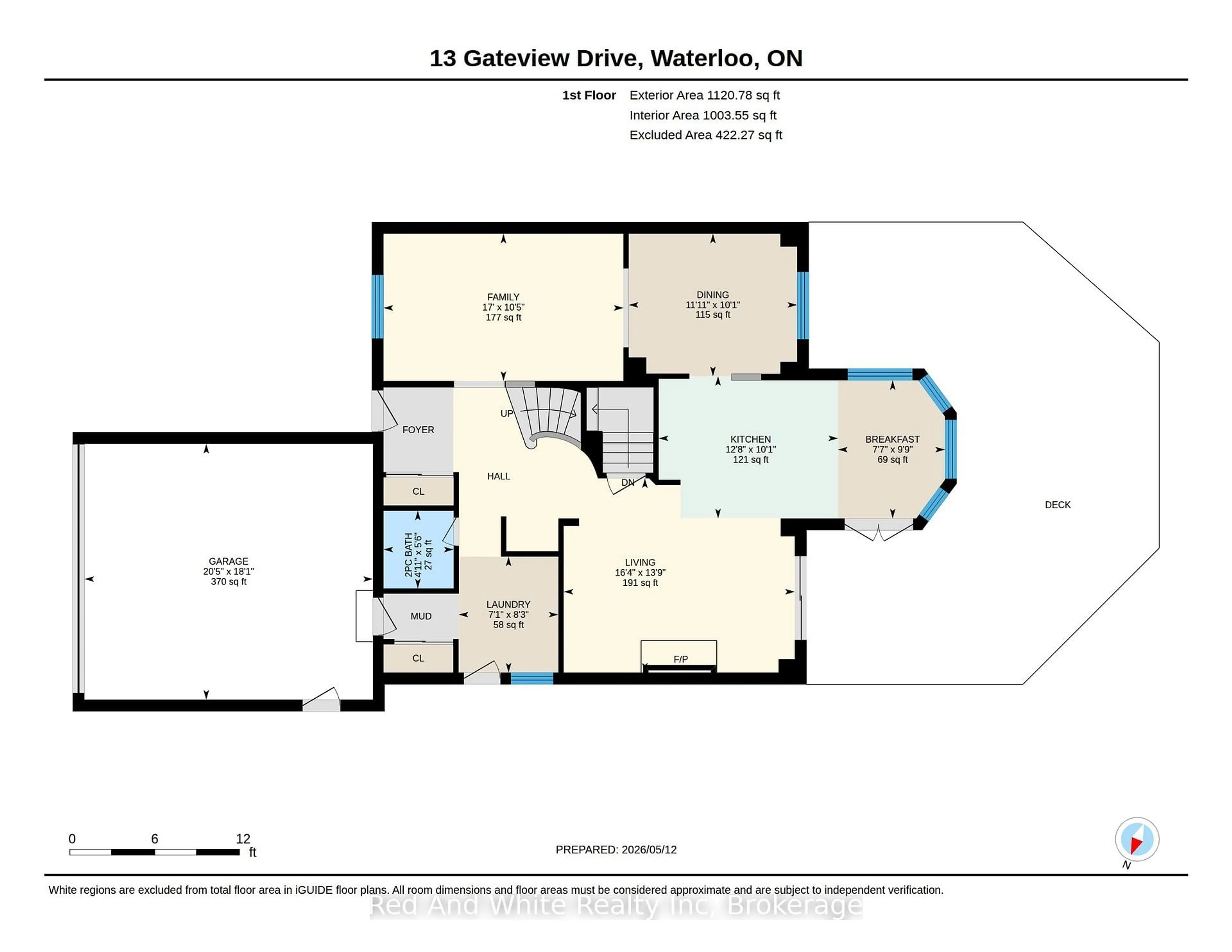 Floor plan for 13 Gateview Dr, Waterloo Ontario N2T 1A3