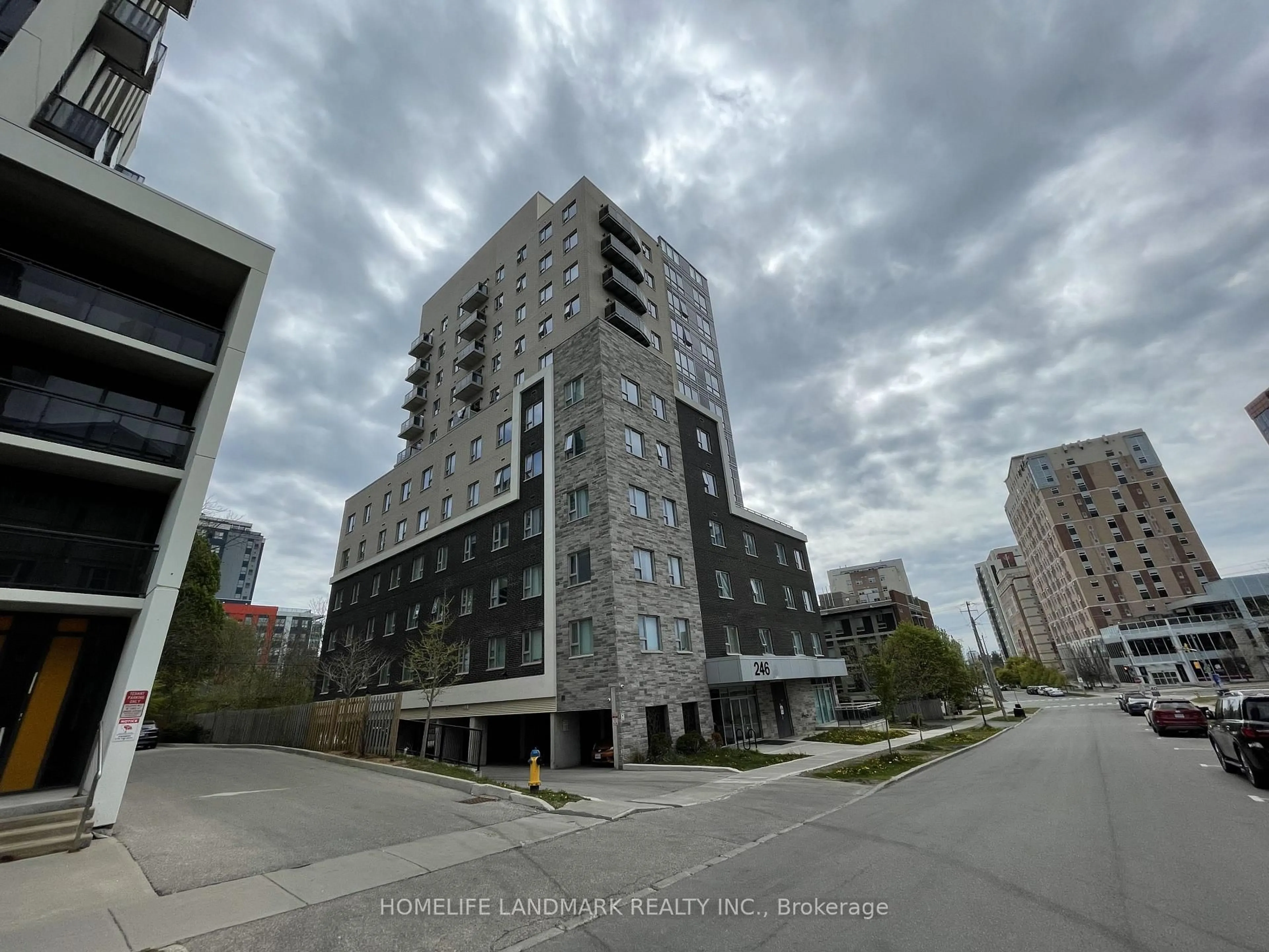A pic from outside/outdoor area/front of a property/back of a property/a pic from drone, city buildings view from balcony for 246 Lester St #602, Waterloo Ontario N2L 3W5