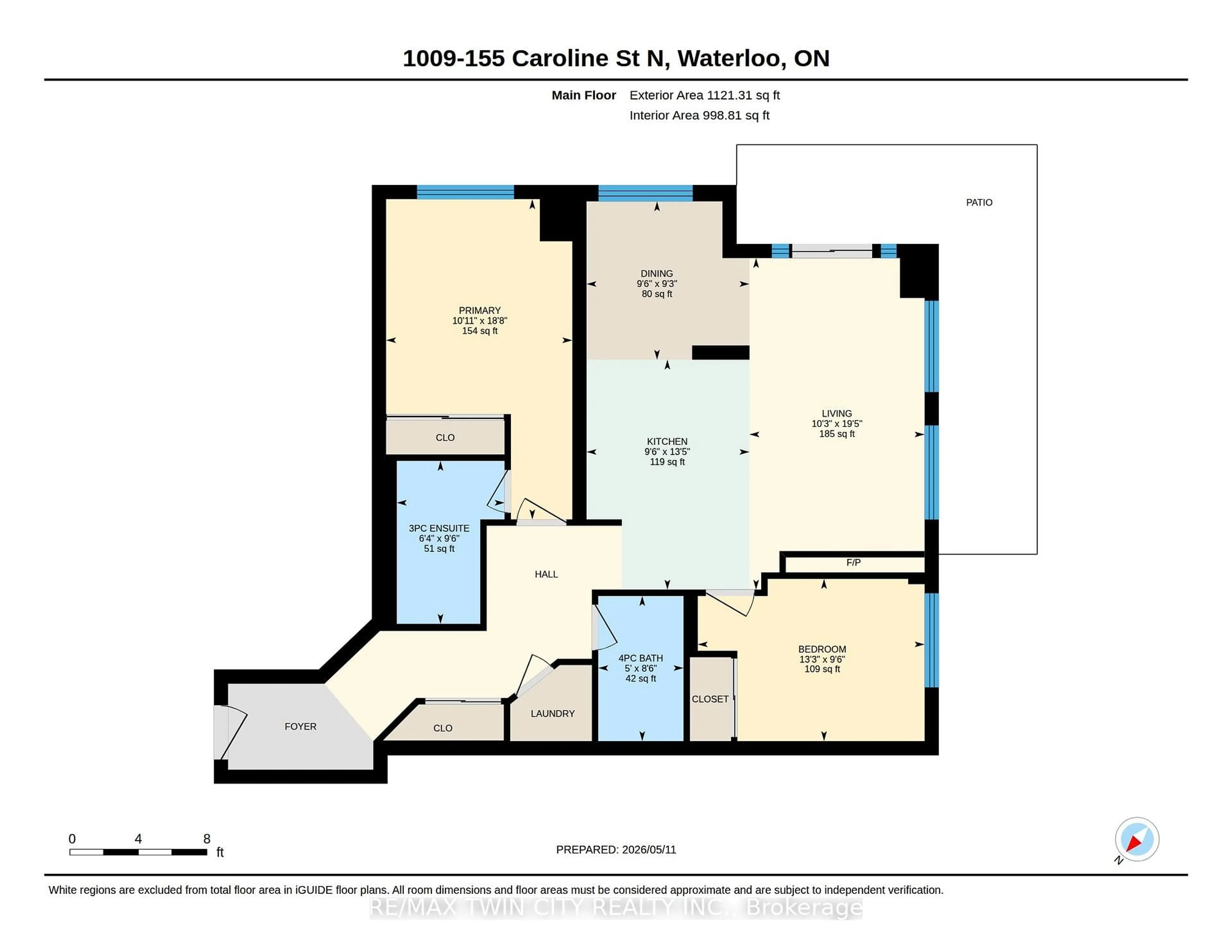 Floor plan for 155 Caroline St #1009, Waterloo Ontario N2L 0J8