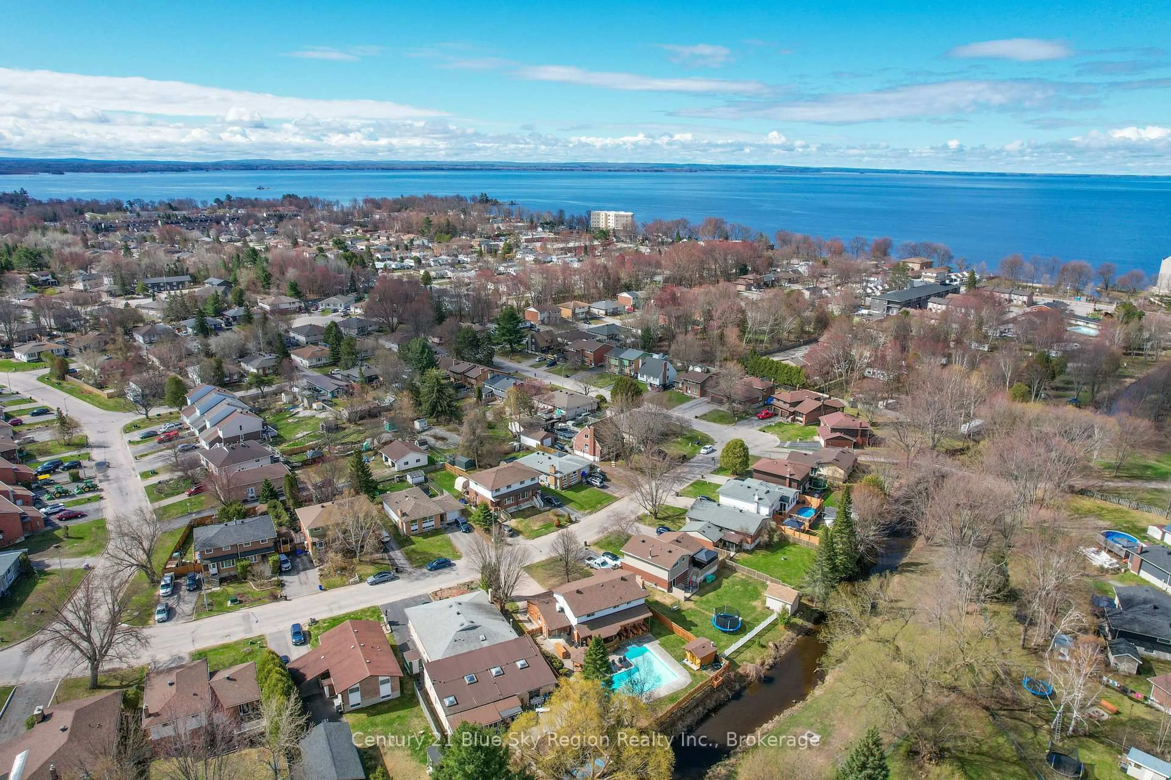 A pic from outside/outdoor area/front of a property/back of a property/a pic from drone, water/lake/river/ocean view for 28 Labreche Dr, North Bay Ontario P1A 3P5