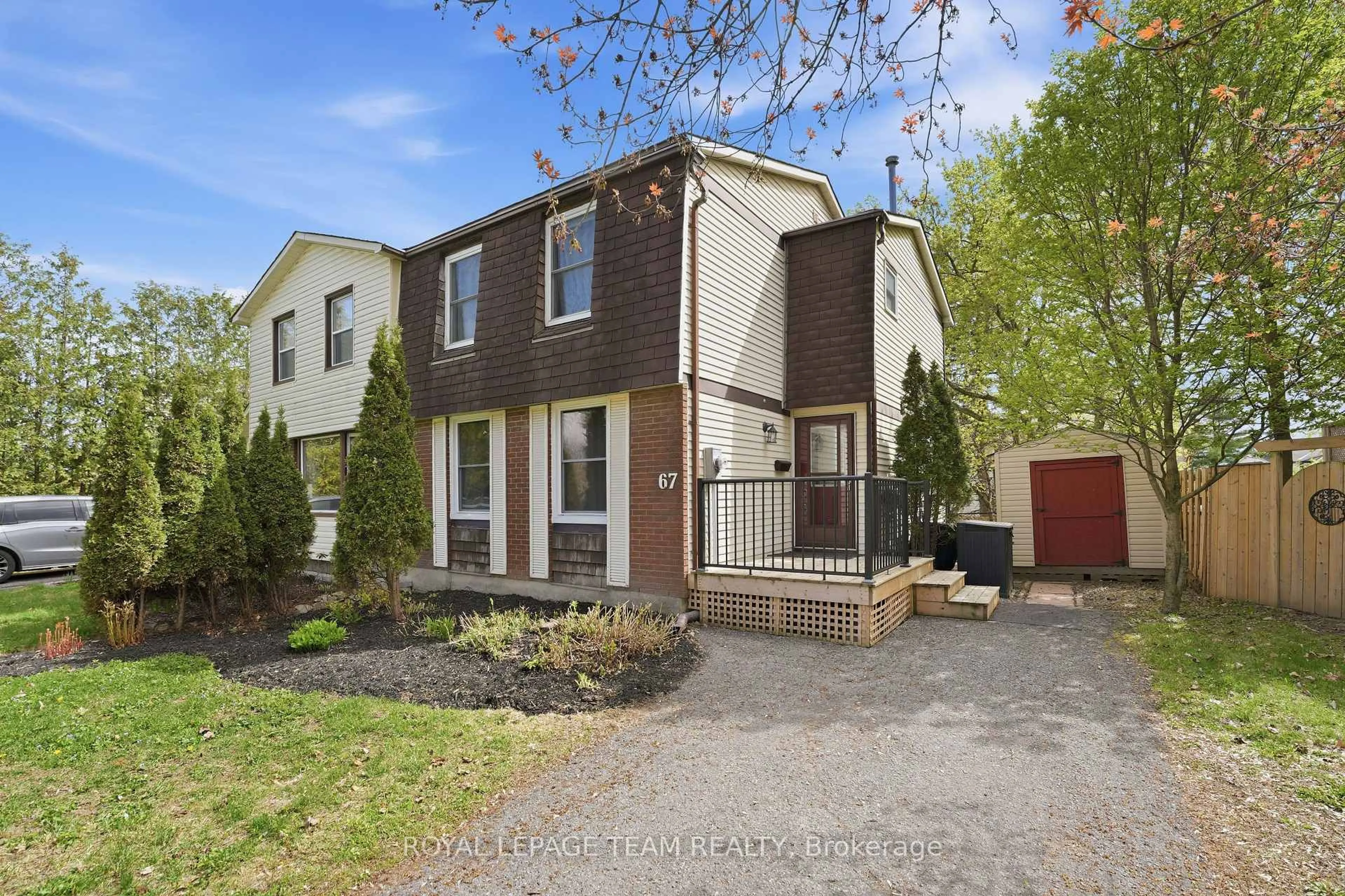 A pic from outside/outdoor area/front of a property/back of a property/a pic from drone, street for 67 Castlefrank Rd, Ottawa Ontario K2L 2E6