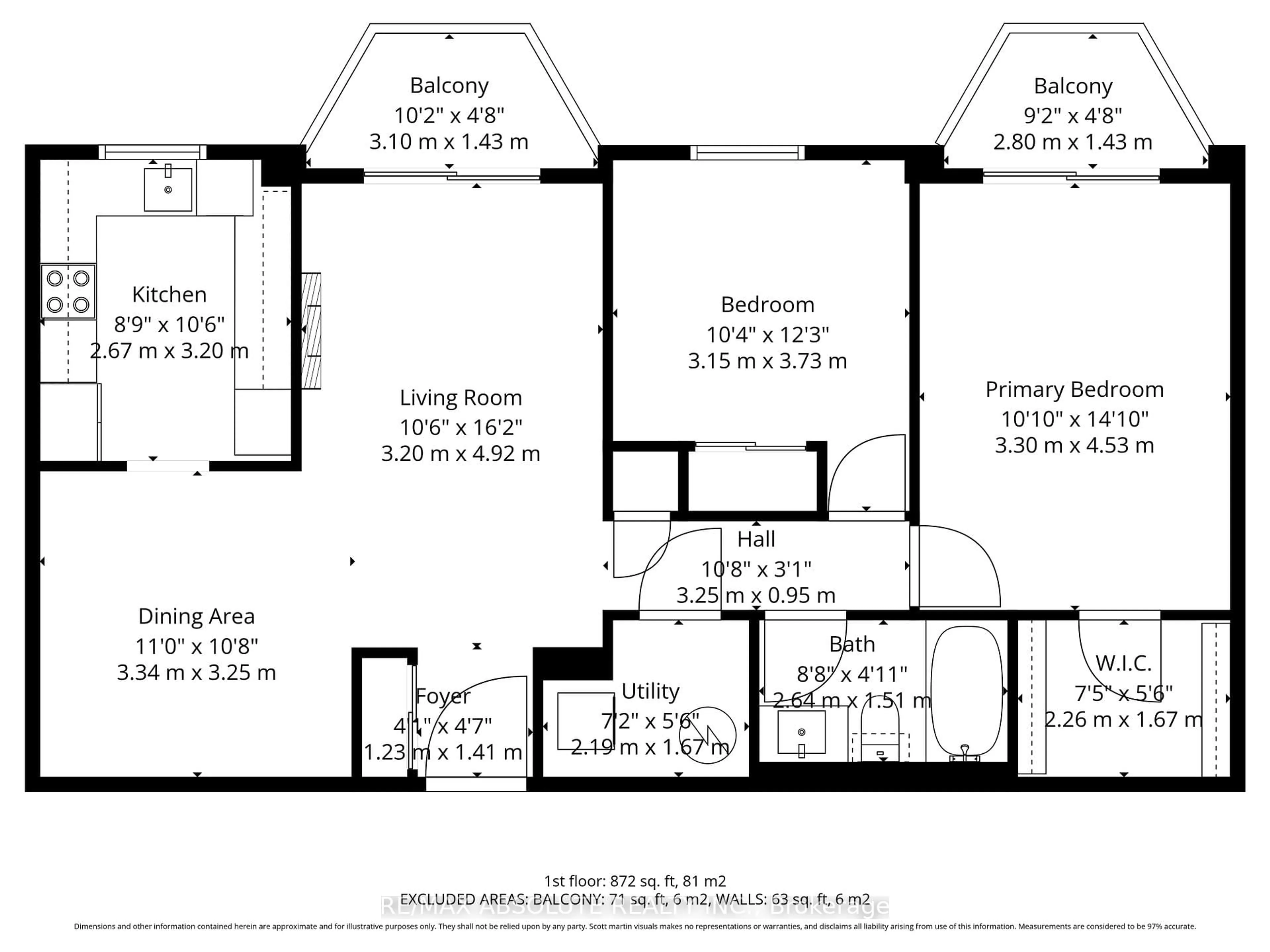 Floor plan for 50 Burnside Ave #406, Ottawa Ontario K1Y 2M2