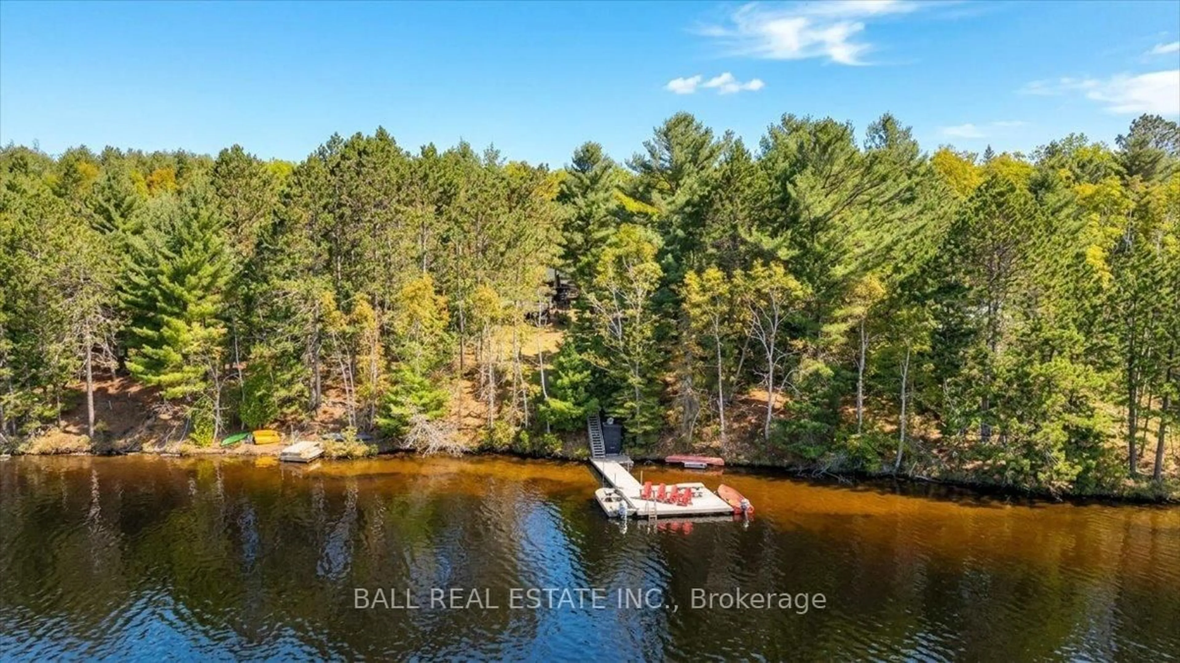 A pic from outside/outdoor area/front of a property/back of a property/a pic from drone, water/lake/river/ocean view for 1361 Mcrae Hay Lake Rd, South Algonquin Ontario K0J 2M0