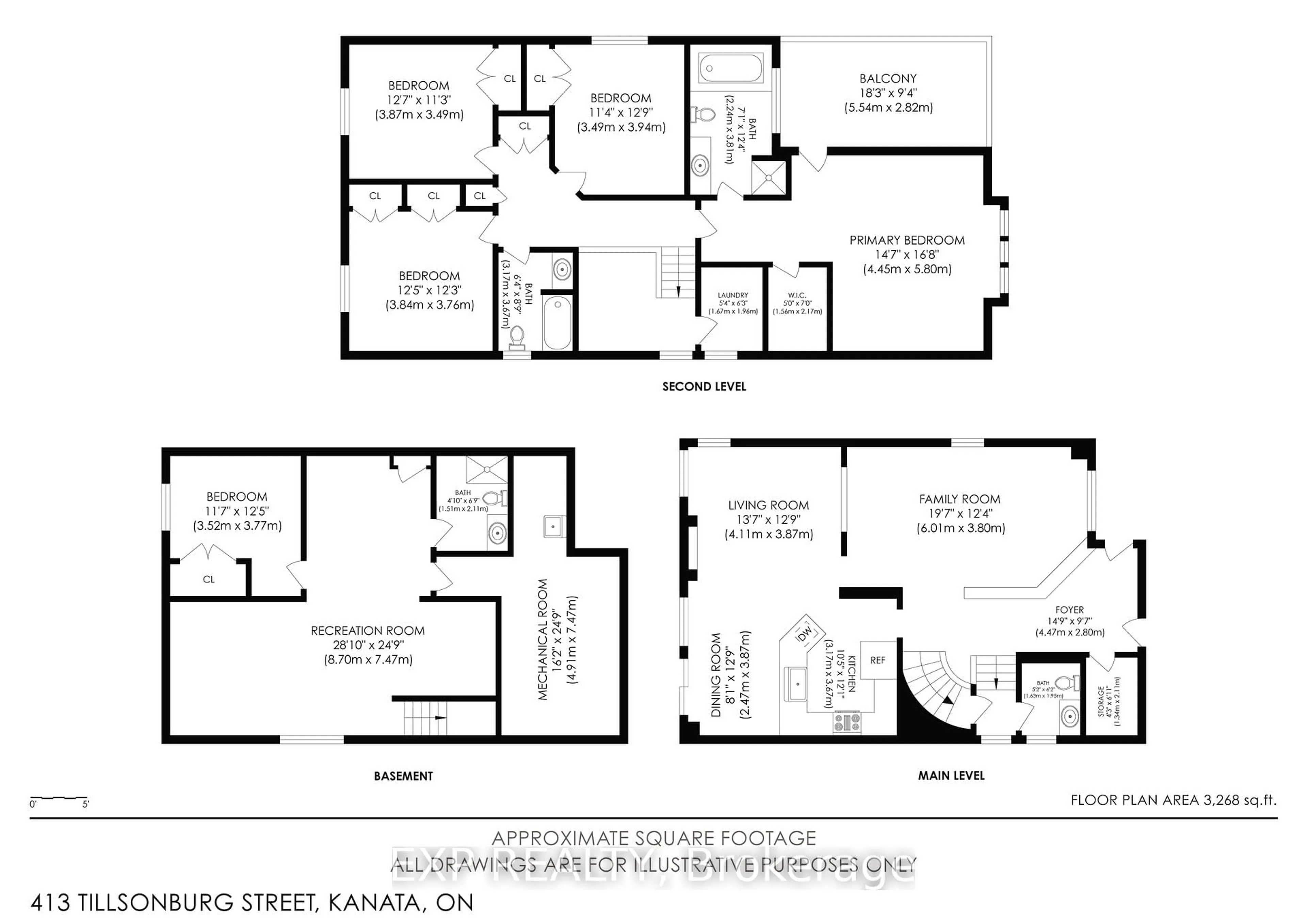 Floor plan for 413 Tillsonburg St, Ottawa Ontario K2T 0C3