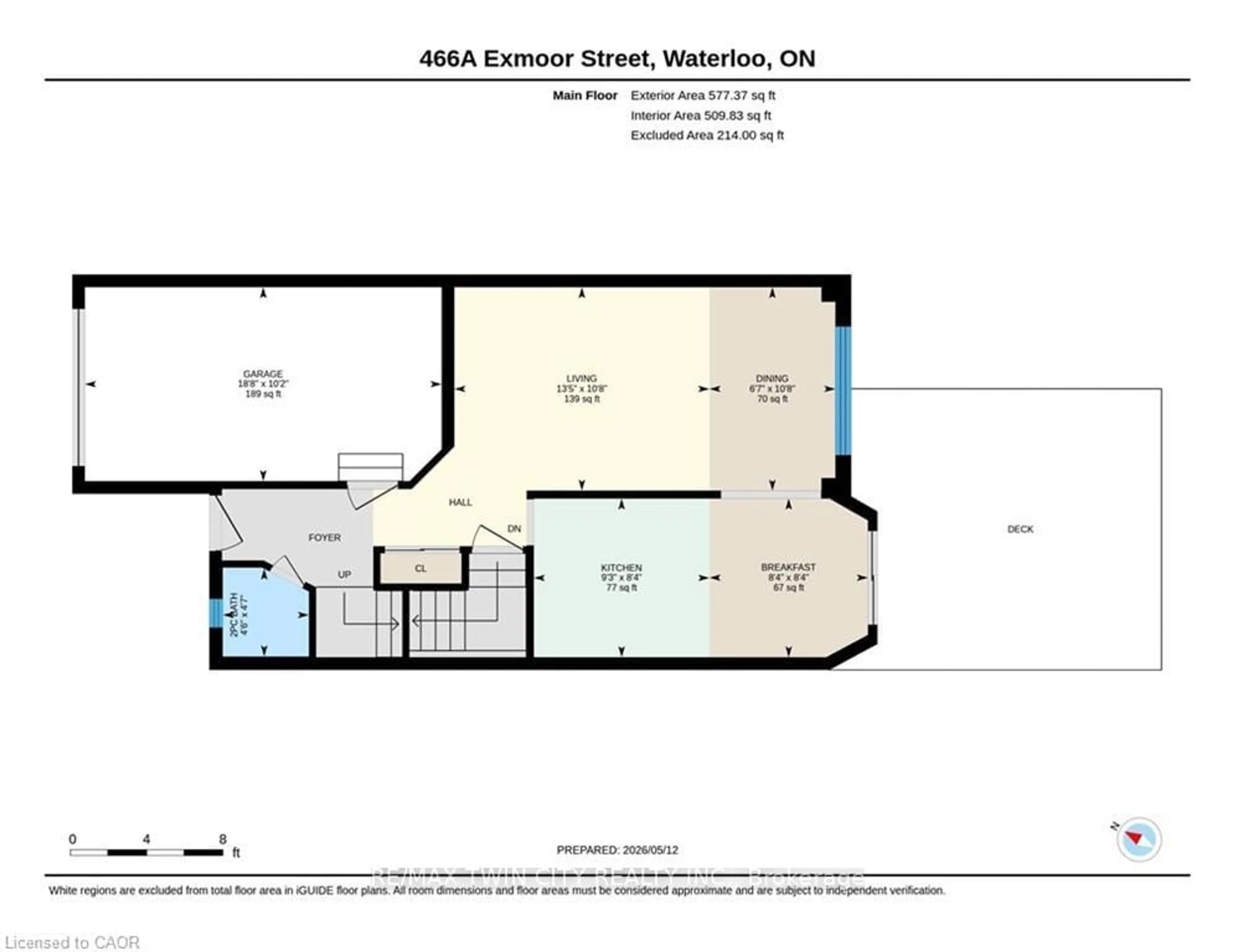 Floor plan for 466A EXMOOR St, Waterloo Ontario N2K 3T7