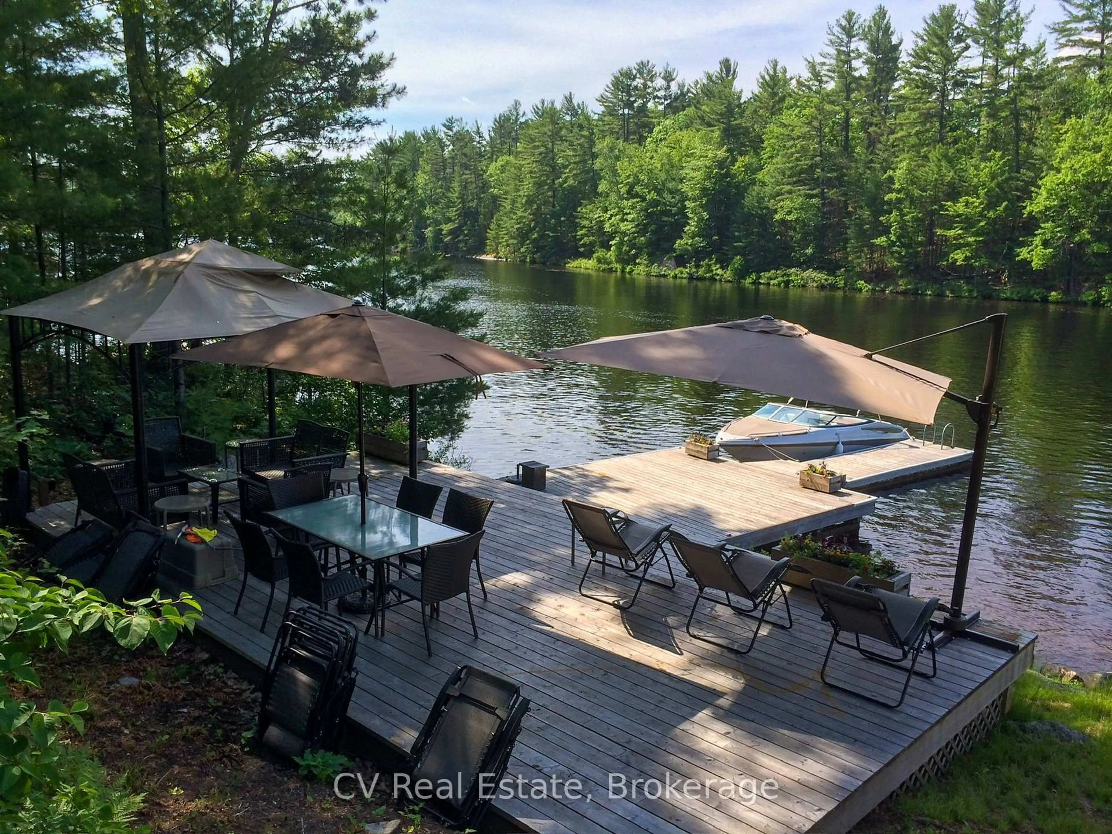 A pic from outside/outdoor area/front of a property/back of a property/a pic from drone, water/lake/river/ocean view for 1343 North Muldrew Lake Rd, Gravenhurst Ontario P1P 1V4