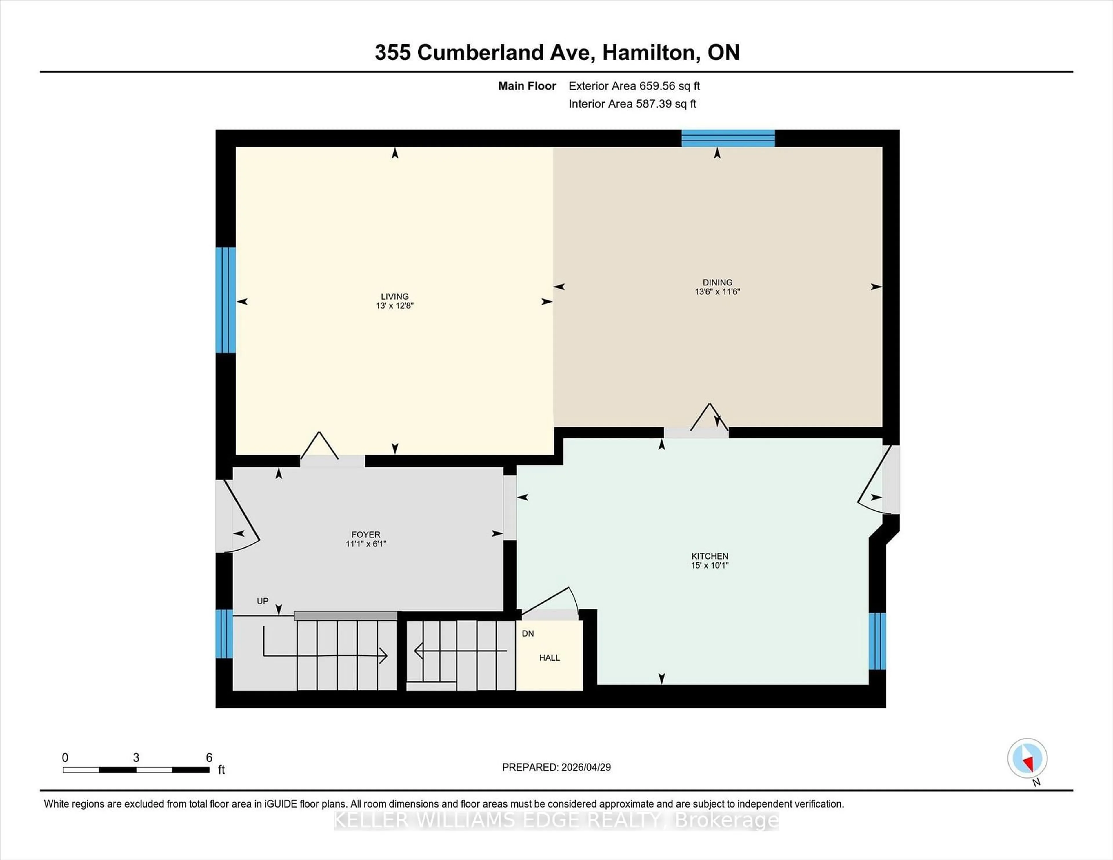 Floor plan for 355 Cumberland Ave, Hamilton Ontario L8M 2A5