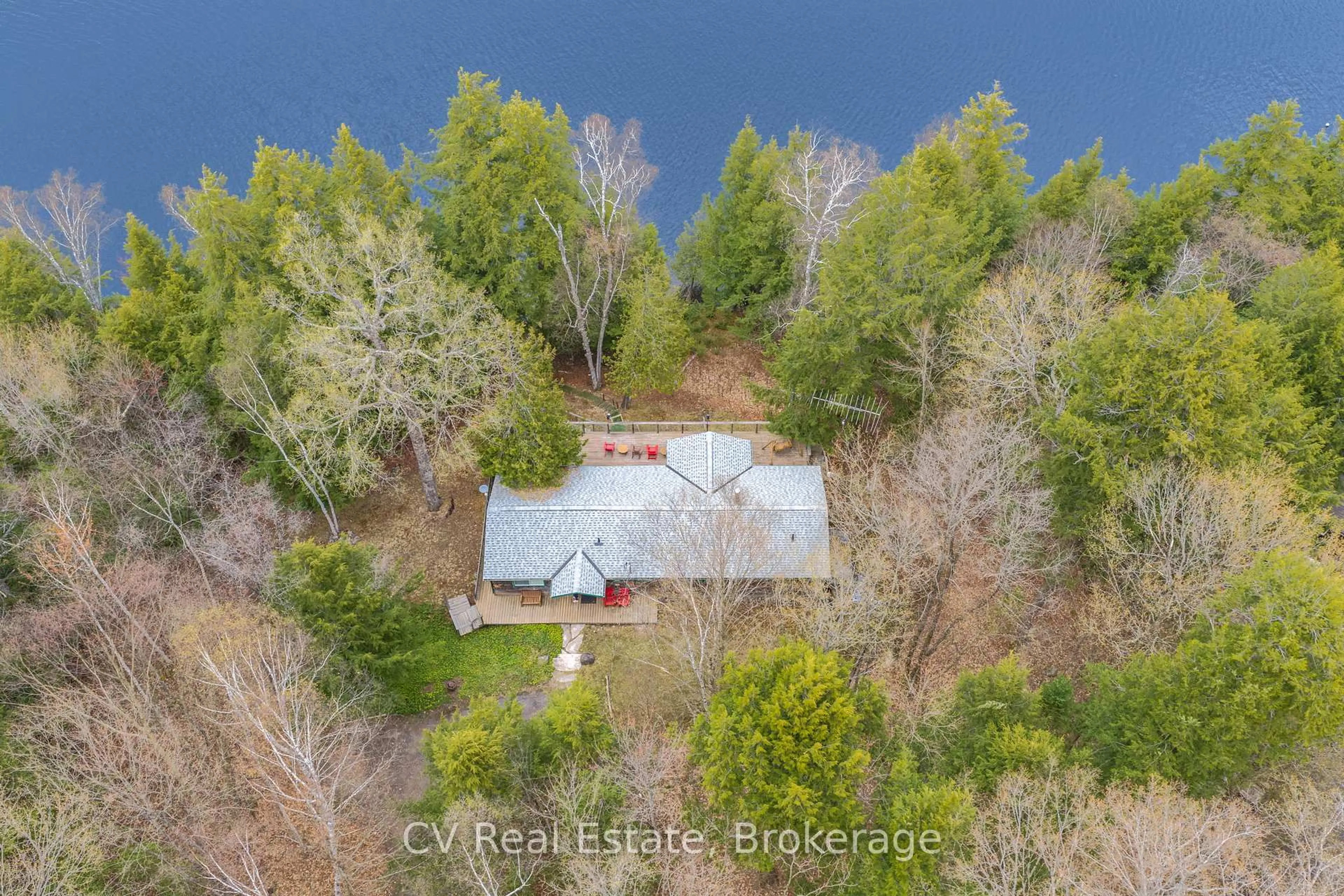 A pic from outside/outdoor area/front of a property/back of a property/a pic from drone, forest/trees view for 1067 Osborne Pt Rd, Lake of Bays Ontario P1H 2J3