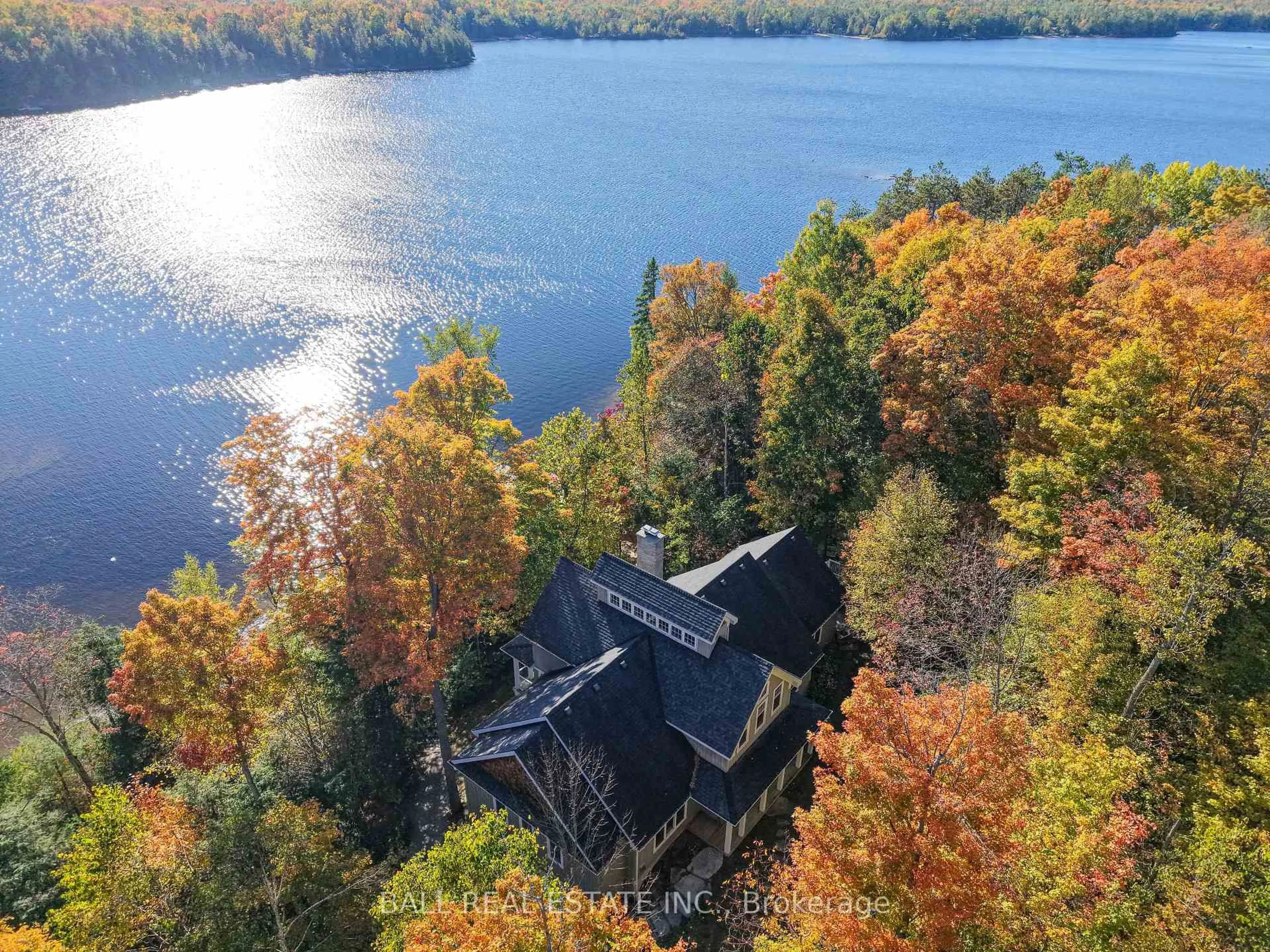 A pic from outside/outdoor area/front of a property/back of a property/a pic from drone, water/lake/river/ocean view for 55 Fire Route 209, Trent Lakes Ontario K0L 1J0