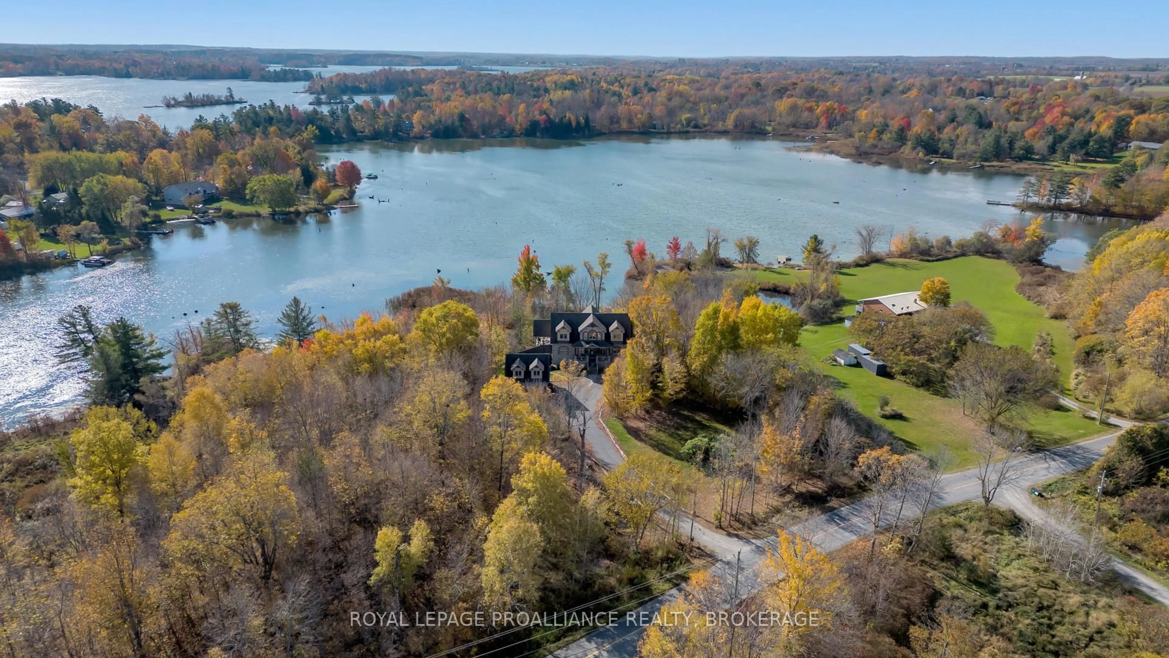 A pic from outside/outdoor area/front of a property/back of a property/a pic from drone, water/lake/river/ocean view for 1749 Ormsbee Rd, Battersea Ontario K0H 1H0