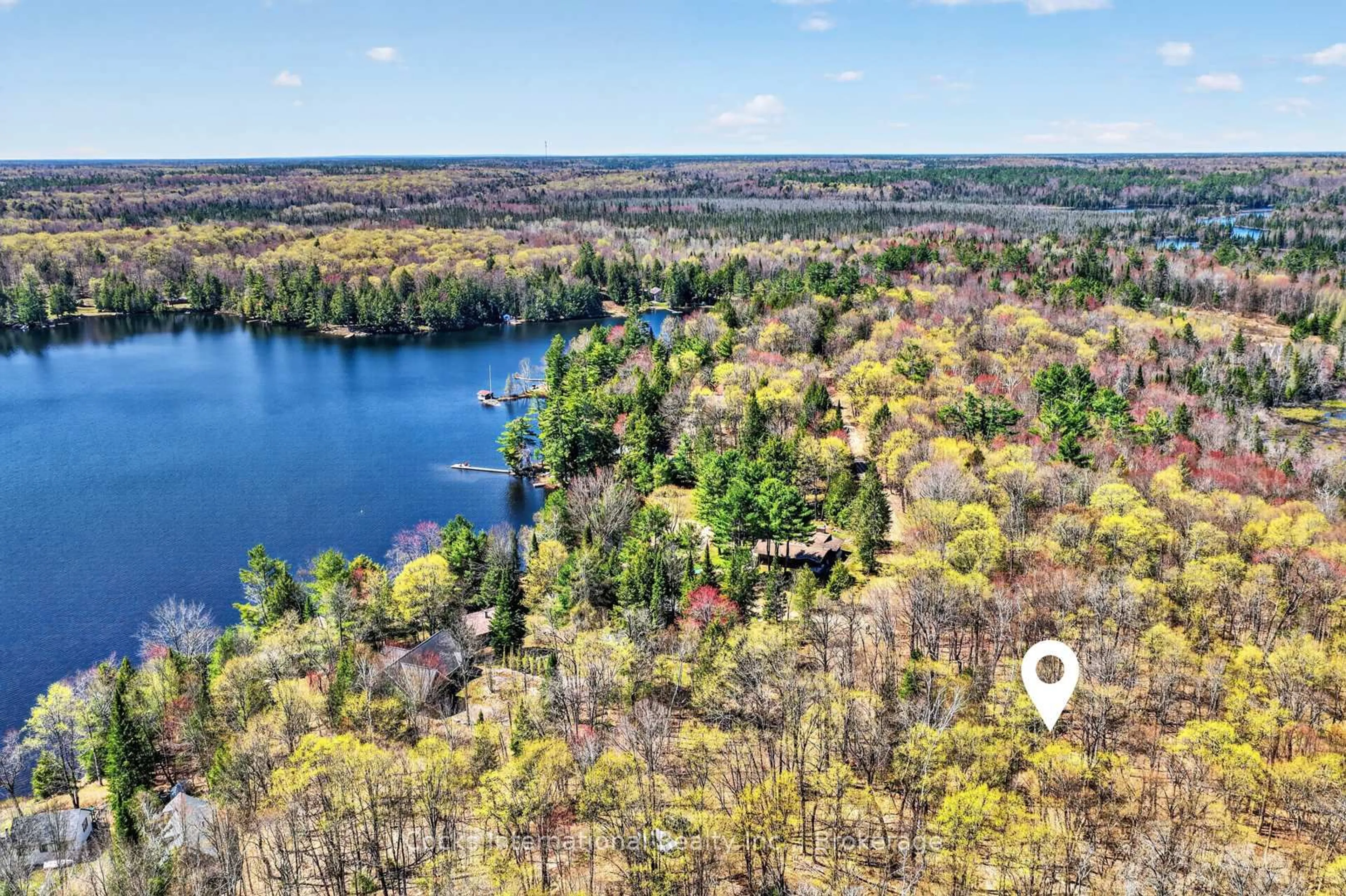 A pic from outside/outdoor area/front of a property/back of a property/a pic from drone, water/lake/river/ocean view for 1165 Spring Lake Rd, Bracebridge Ontario P1L 1X1