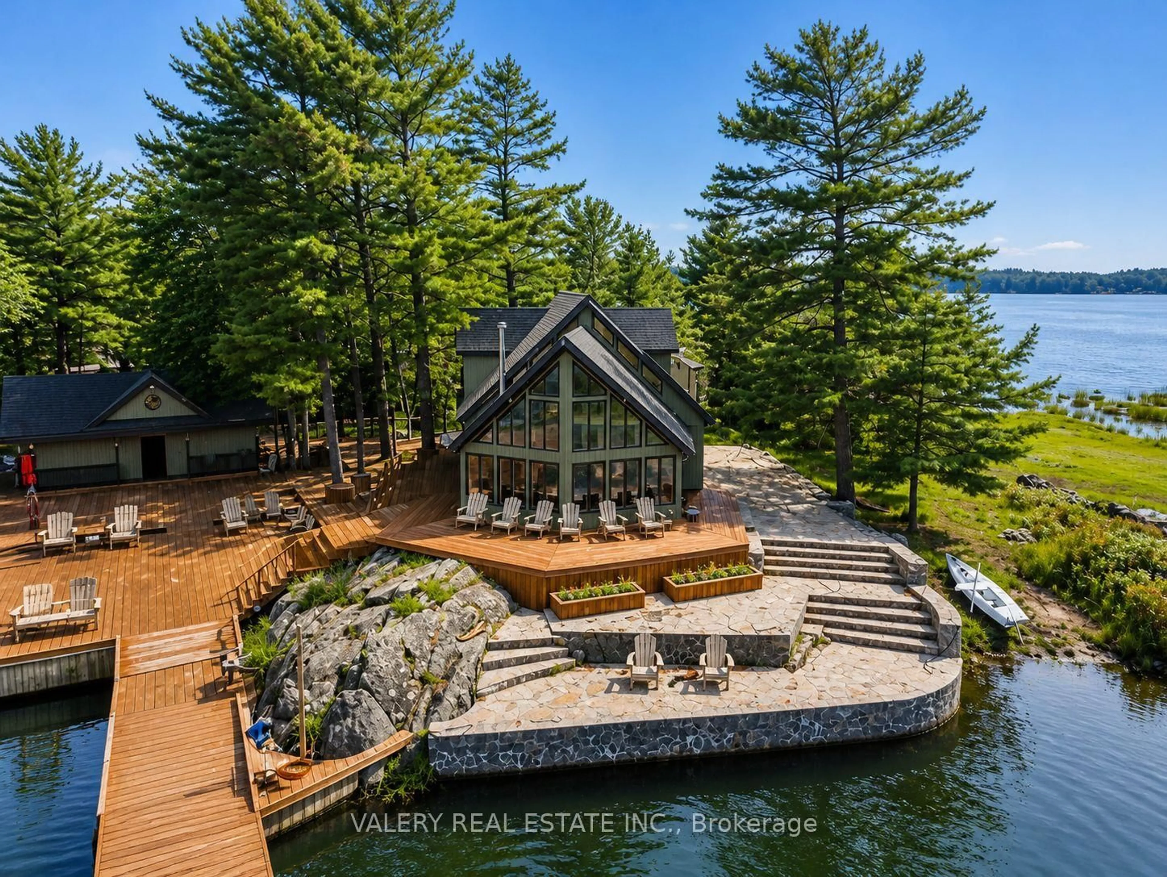 A pic from outside/outdoor area/front of a property/back of a property/a pic from drone, water/lake/river/ocean view for 20 Harrison Island, The Archipelago Ontario P0G 1K0