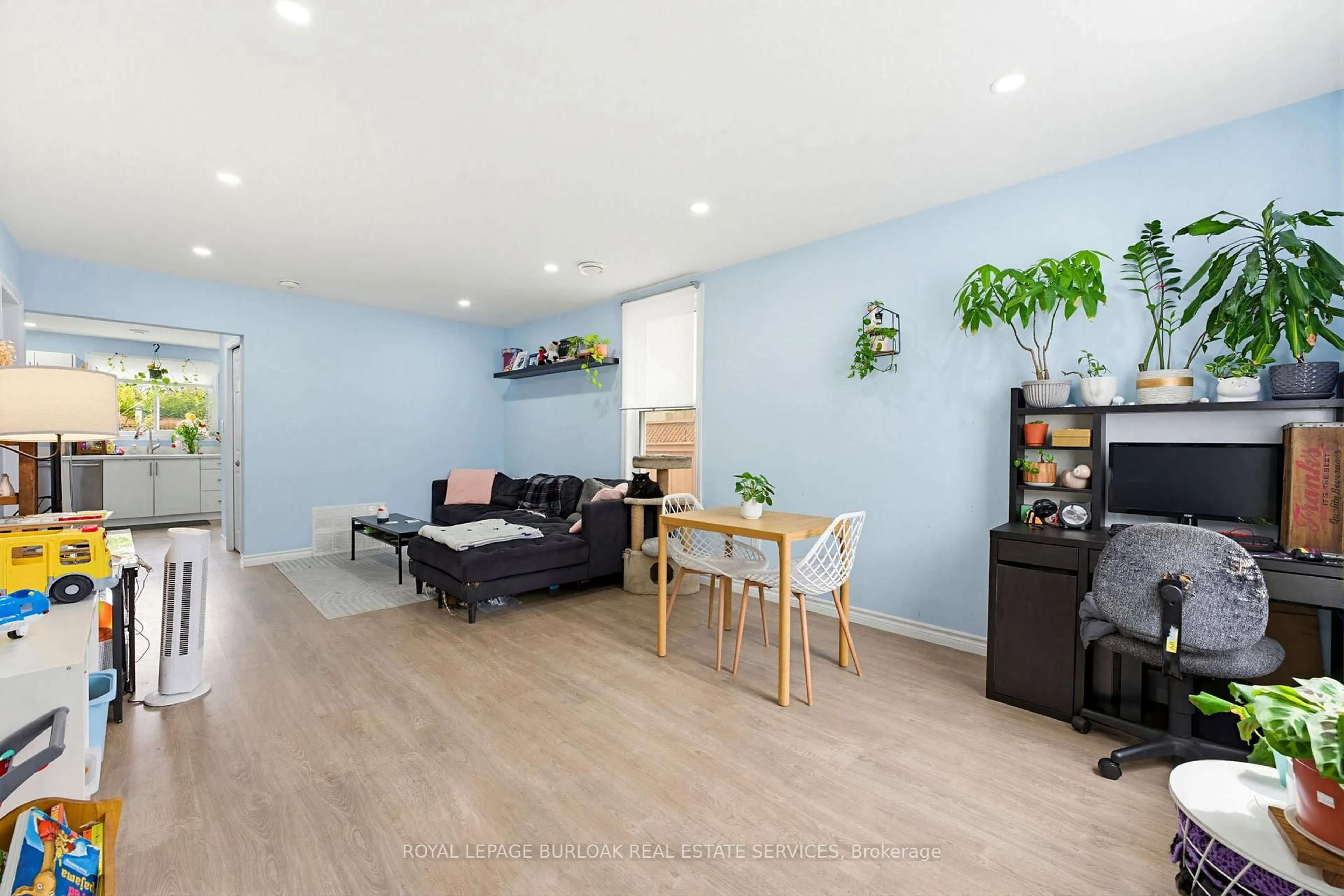 Living room with furniture, wood/laminate floor for 291 Park Ave, Brantford Ontario N3S 5L2