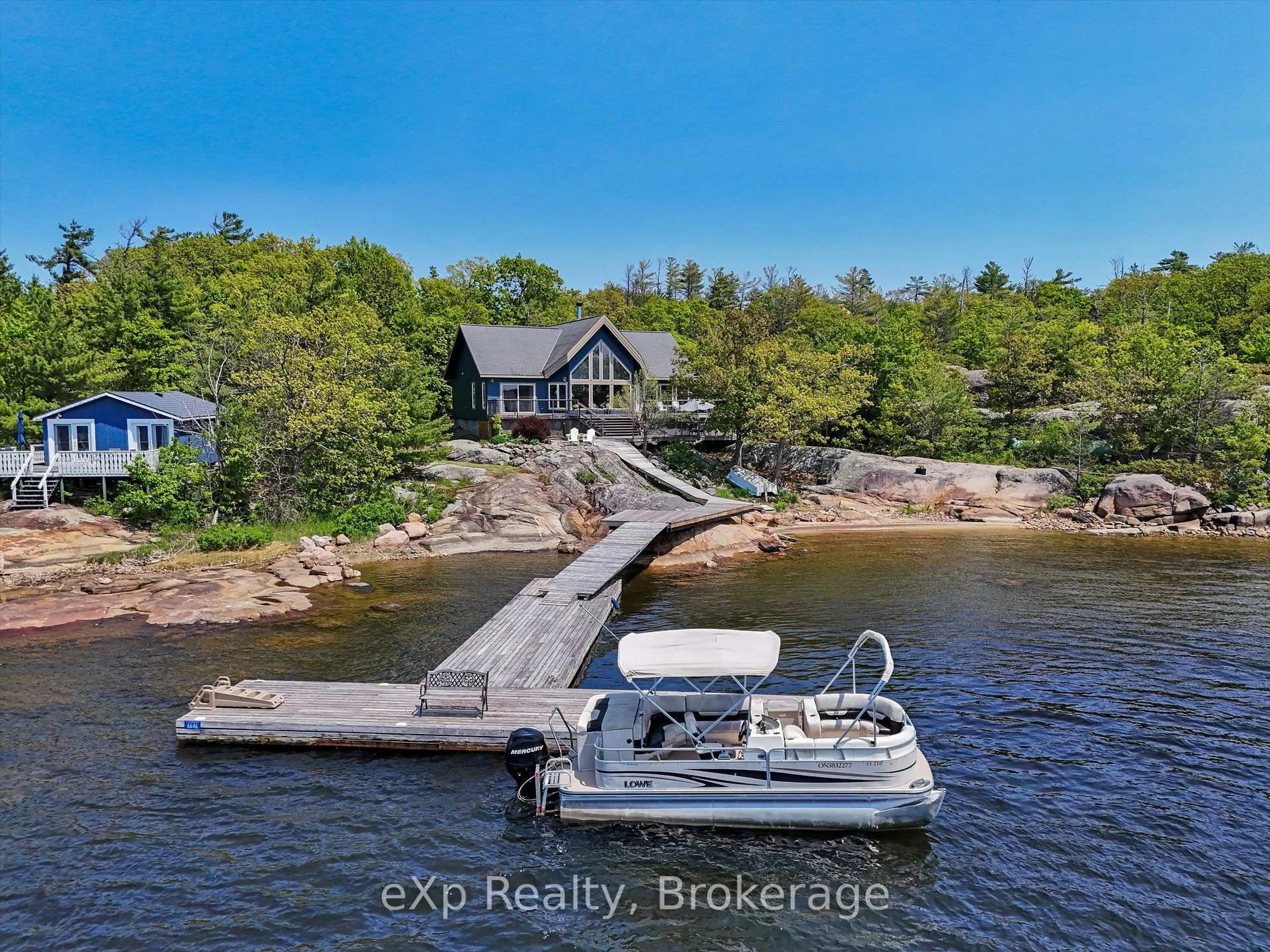 A pic from outside/outdoor area/front of a property/back of a property/a pic from drone, water/lake/river/ocean view for 6646 1040LittleBeausoleil Island, Georgian Bay Ontario P0E 1E0