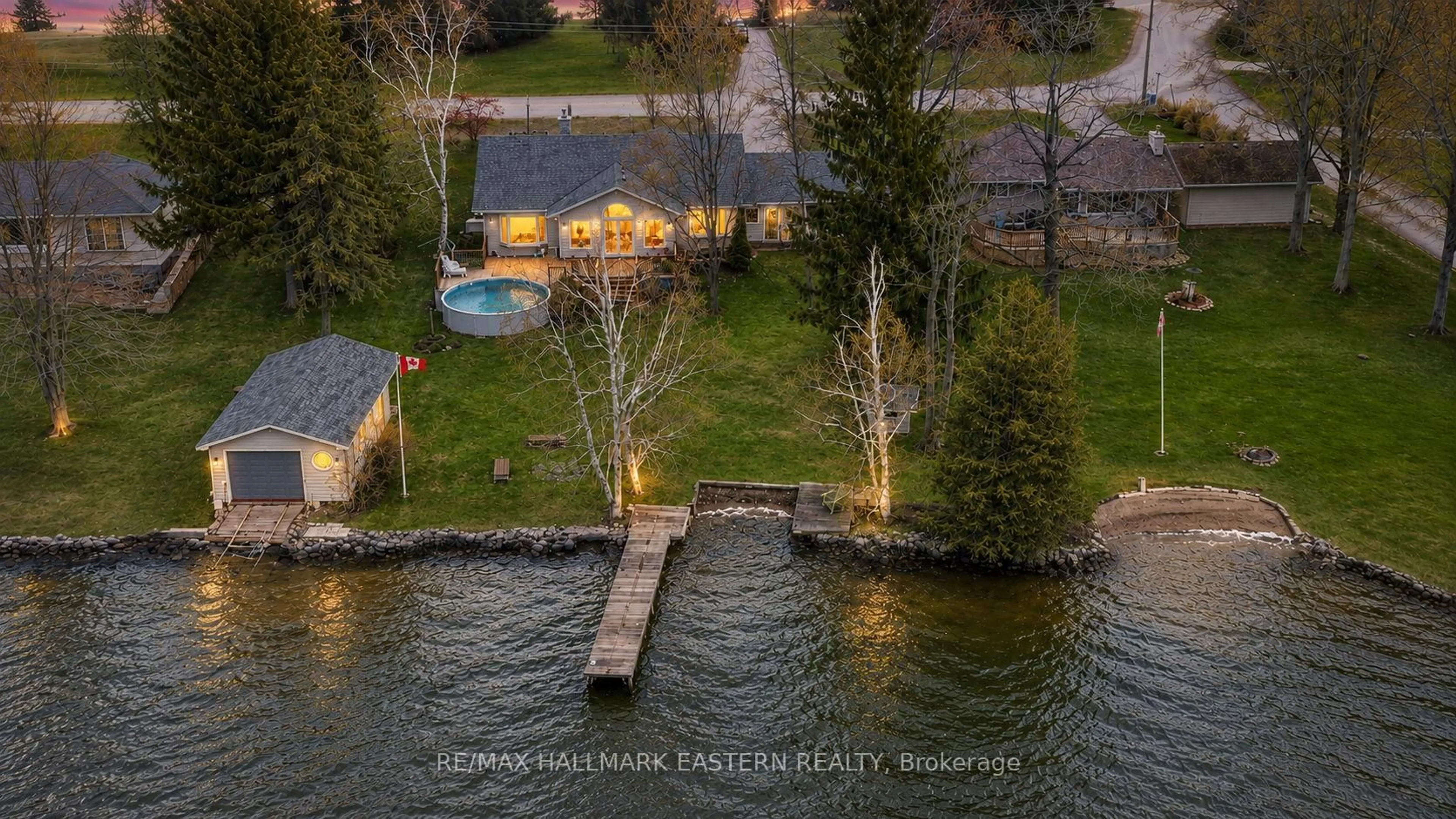 A pic from outside/outdoor area/front of a property/back of a property/a pic from drone, water/lake/river/ocean view for 101 Westview Dr, Kawartha Lakes Ontario K0L 2W0
