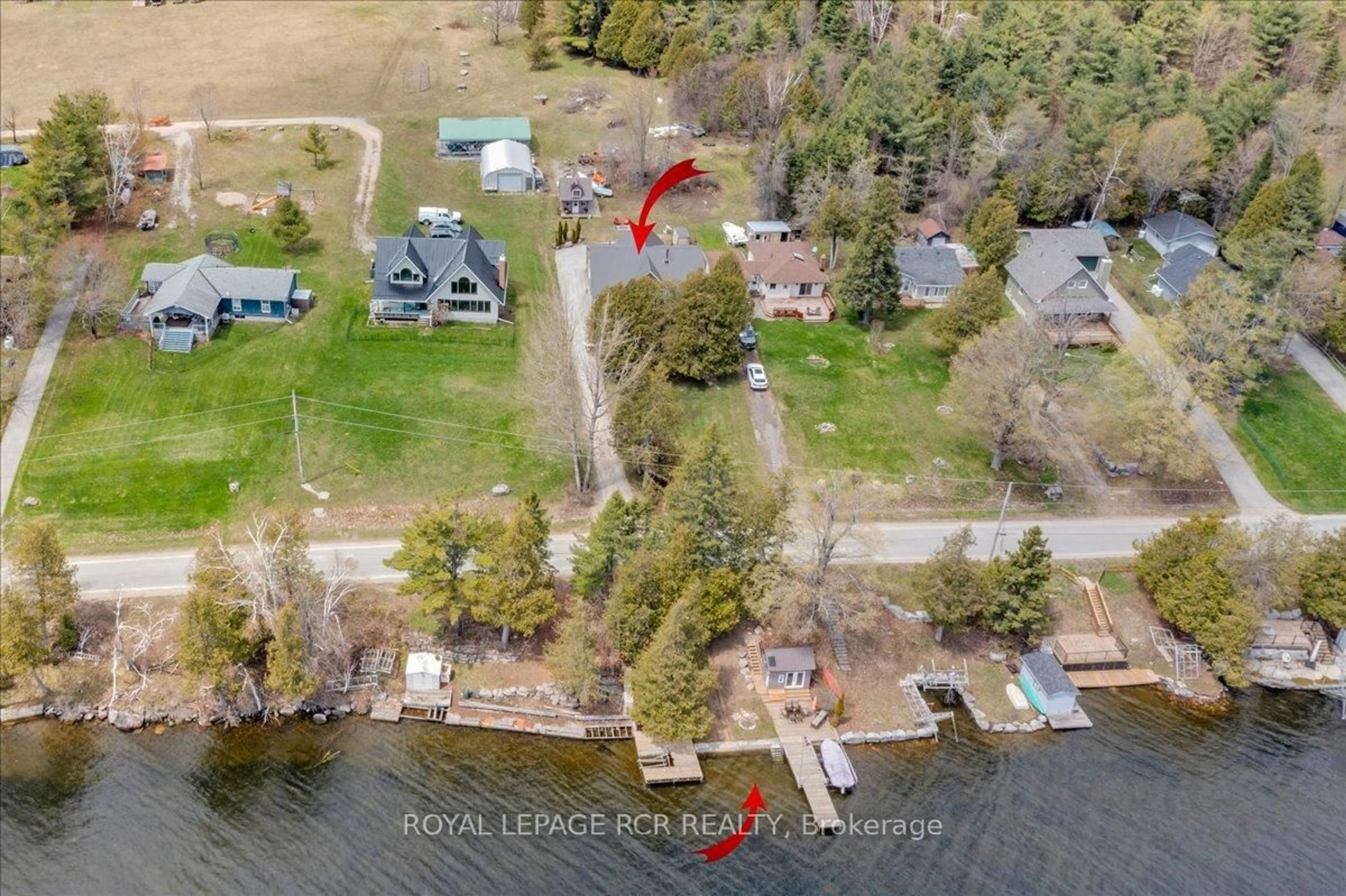 A pic from outside/outdoor area/front of a property/back of a property/a pic from drone, water/lake/river/ocean view for 1093 North Bay Dr, Kawartha Lakes Ontario K0M 2B0