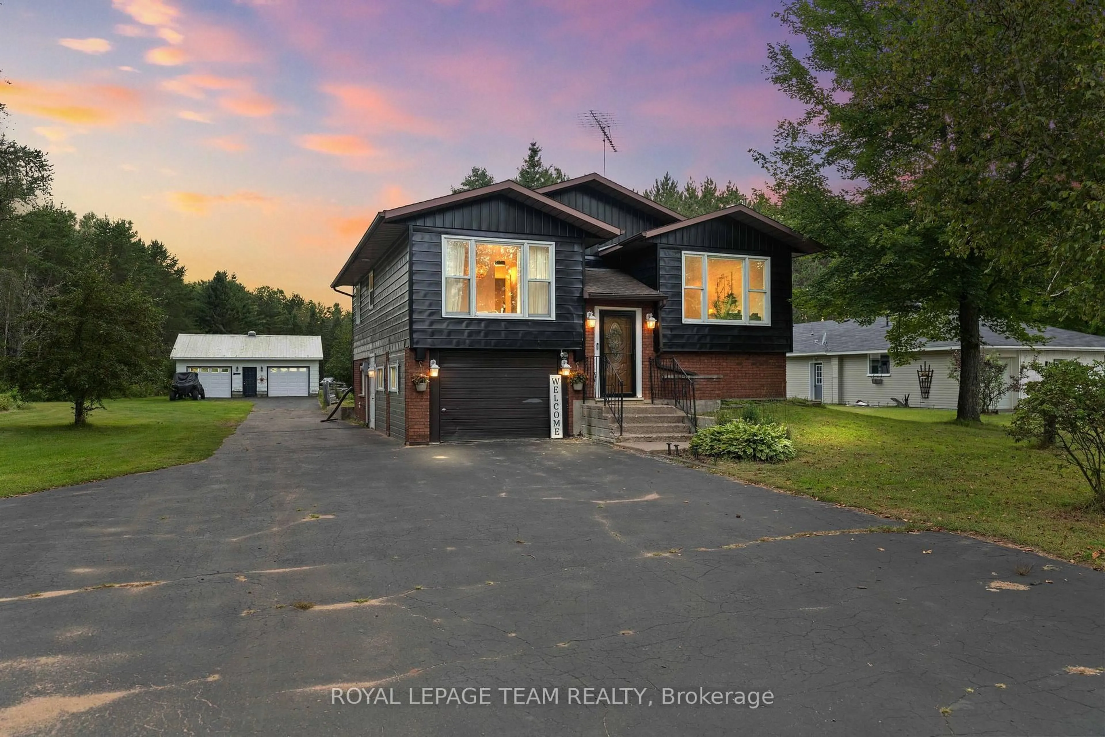 Home with vinyl exterior material, street for 2365 Simpson Pit Rd, Round Lake Centre Ontario K0J 2J0