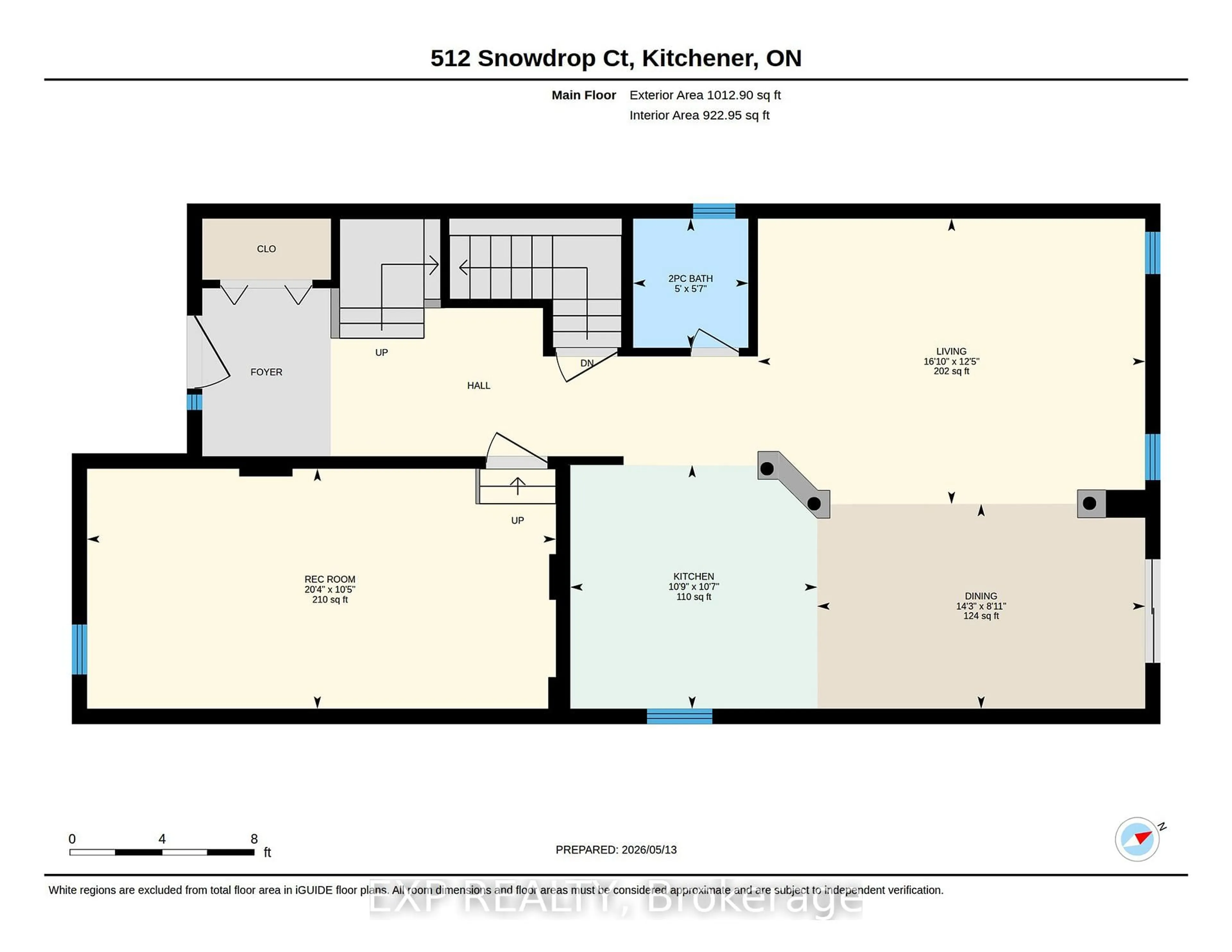 Floor plan for 512 Snowdrop Crt, Kitchener Ontario N2E 4G4