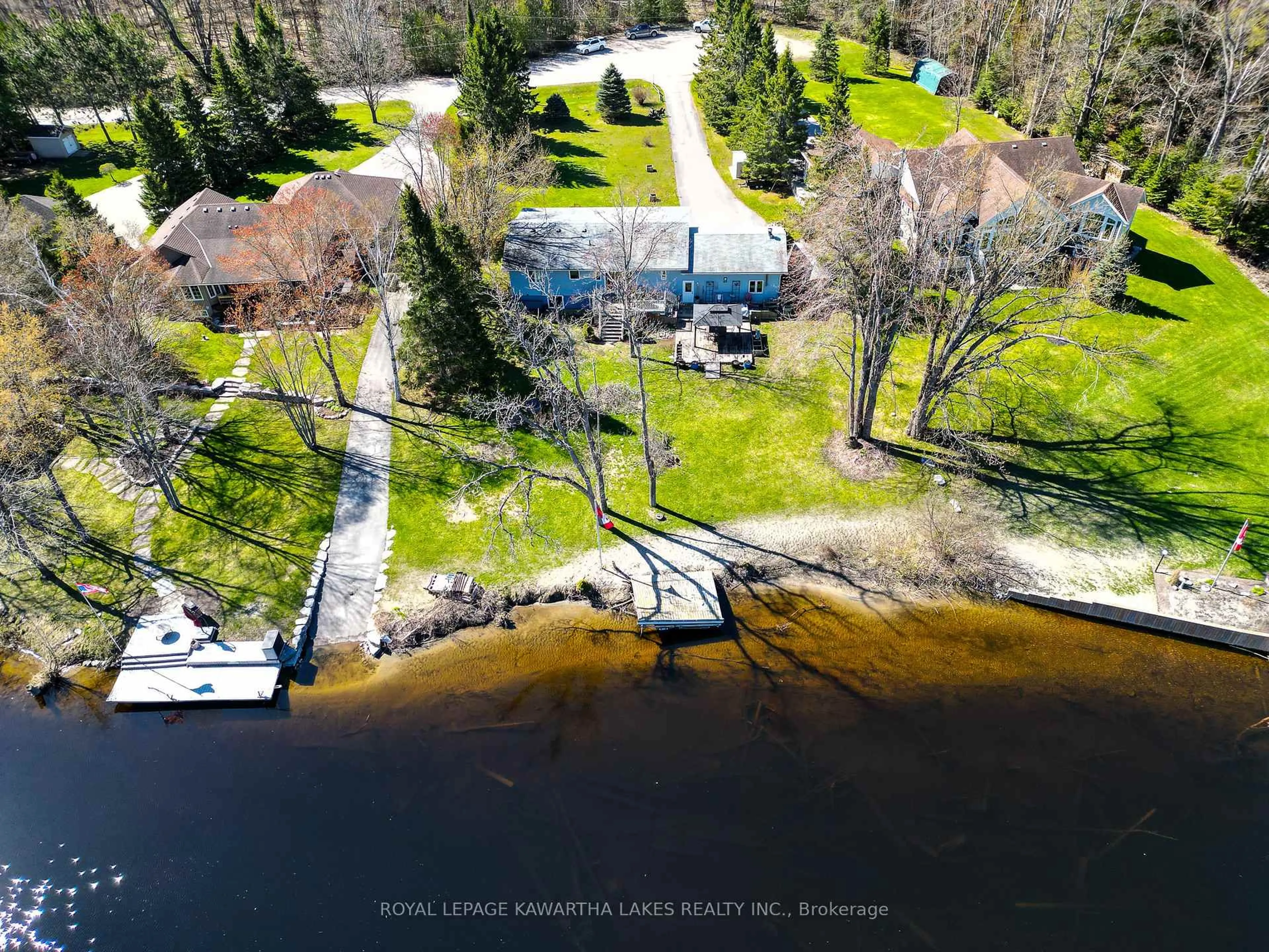 A pic from outside/outdoor area/front of a property/back of a property/a pic from drone, water/lake/river/ocean view for 62 Evans Dr, Kawartha Lakes Ontario K0M 1N0