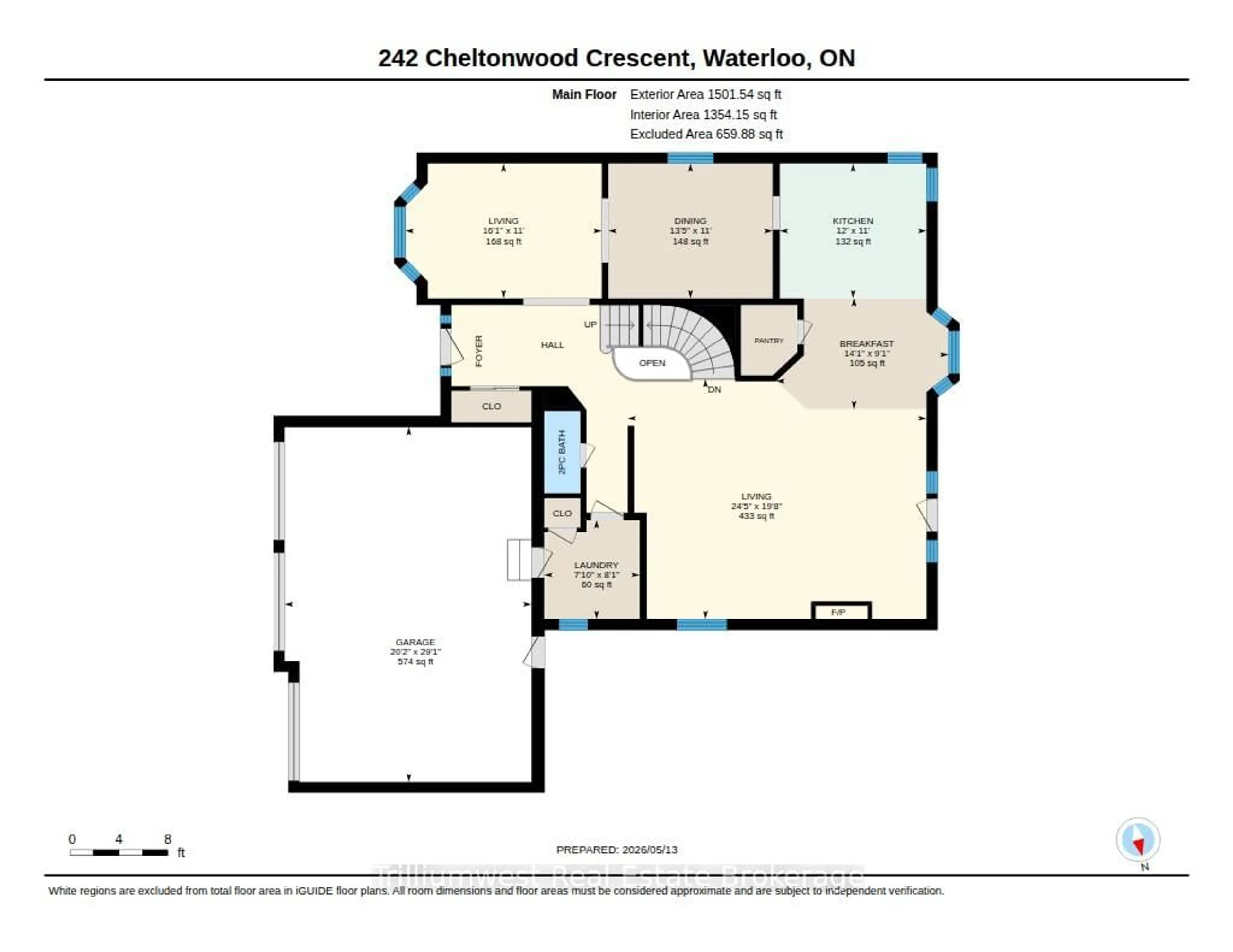 Floor plan for 242 Cheltonwood Cres, Waterloo Ontario N2V 1X9