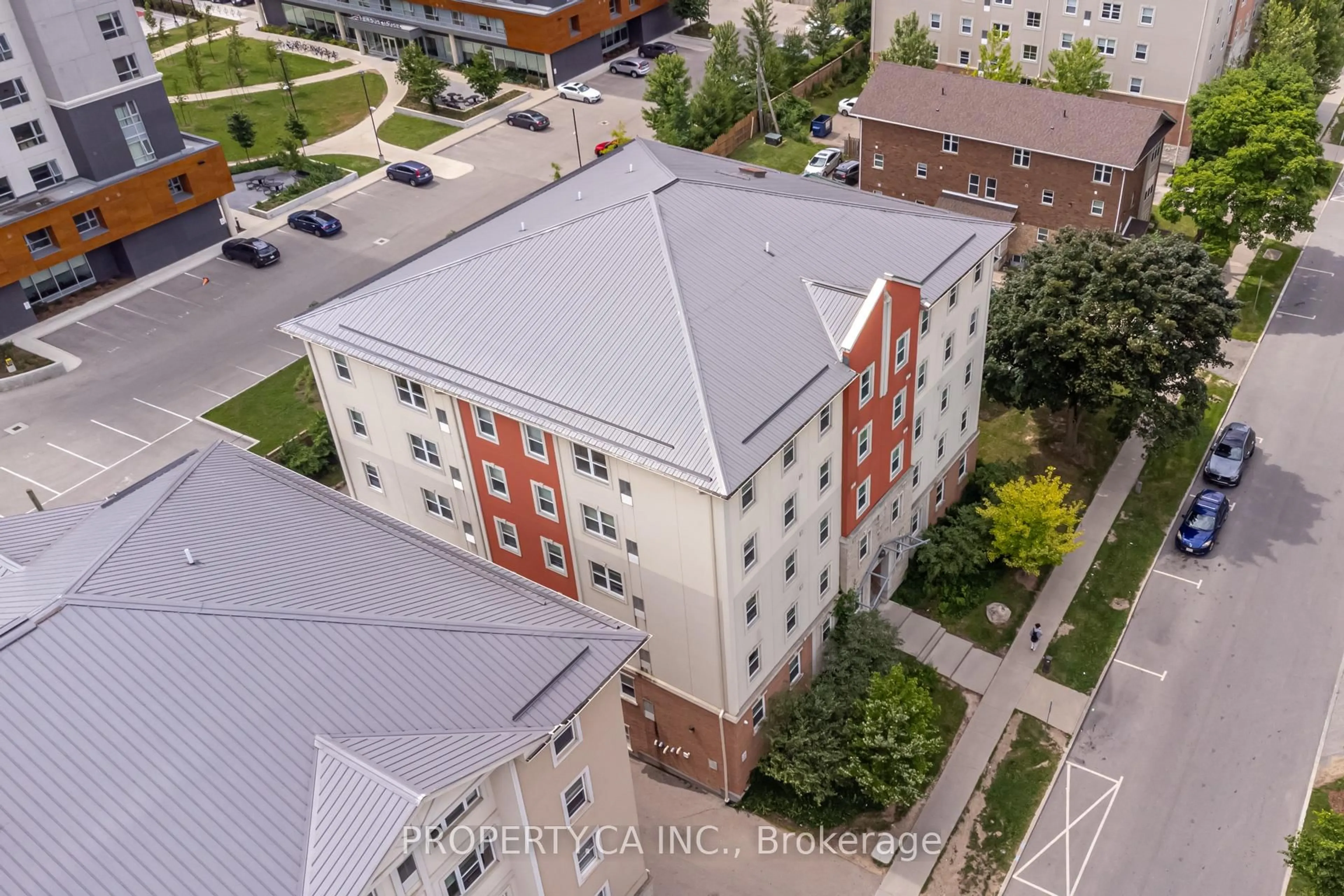 A pic from outside/outdoor area/front of a property/back of a property/a pic from drone, city buildings view from balcony for 253 Lester St #204, Waterloo Ontario N2L 3W6