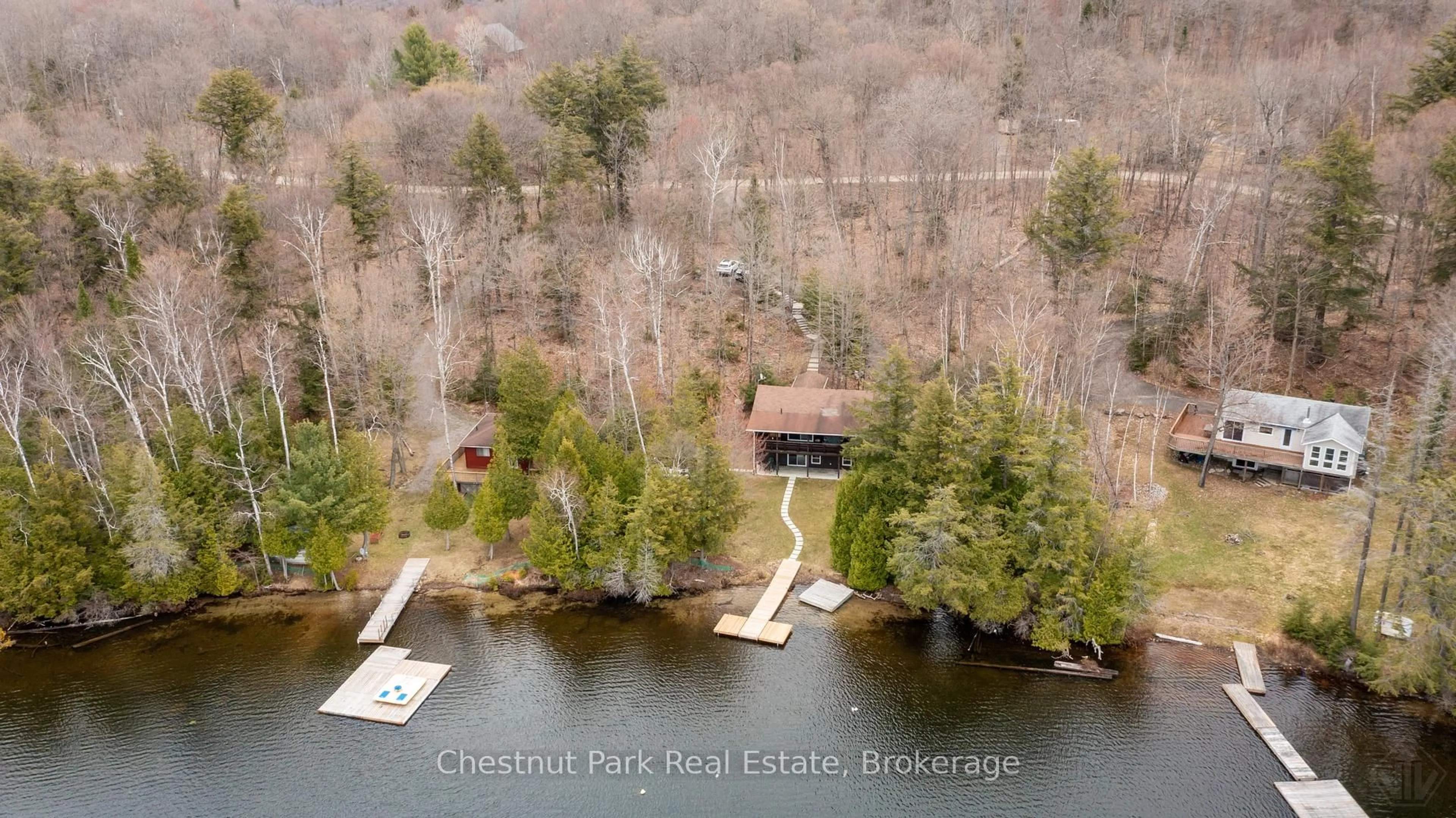 A pic from outside/outdoor area/front of a property/back of a property/a pic from drone, water/lake/river/ocean view for 761 Emsdale Lake Rd, Kearney Ontario P0A 1M0