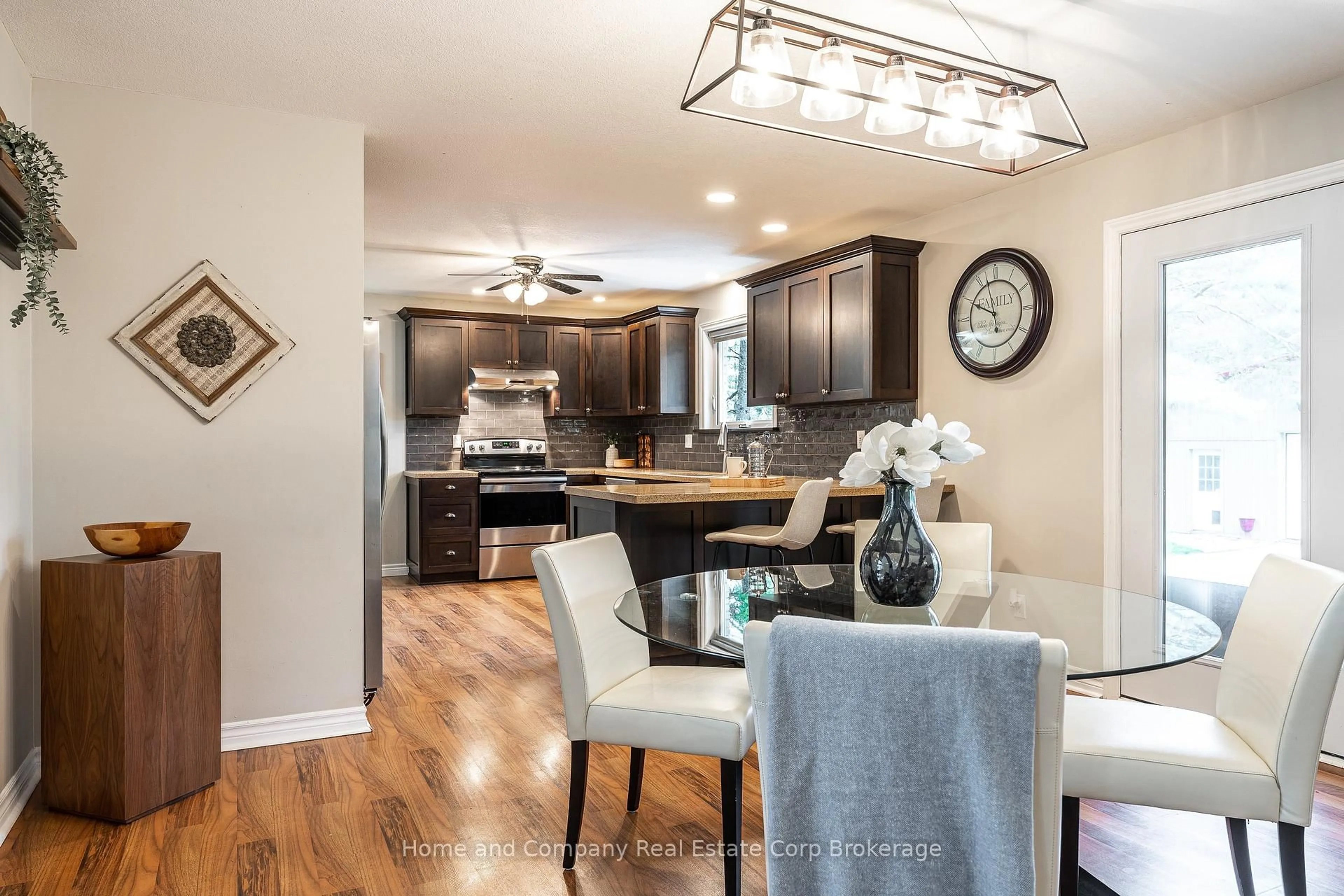 Open concept kitchen, wood/laminate floor for 3981 111 Rd, Perth East Ontario N5A 6S5