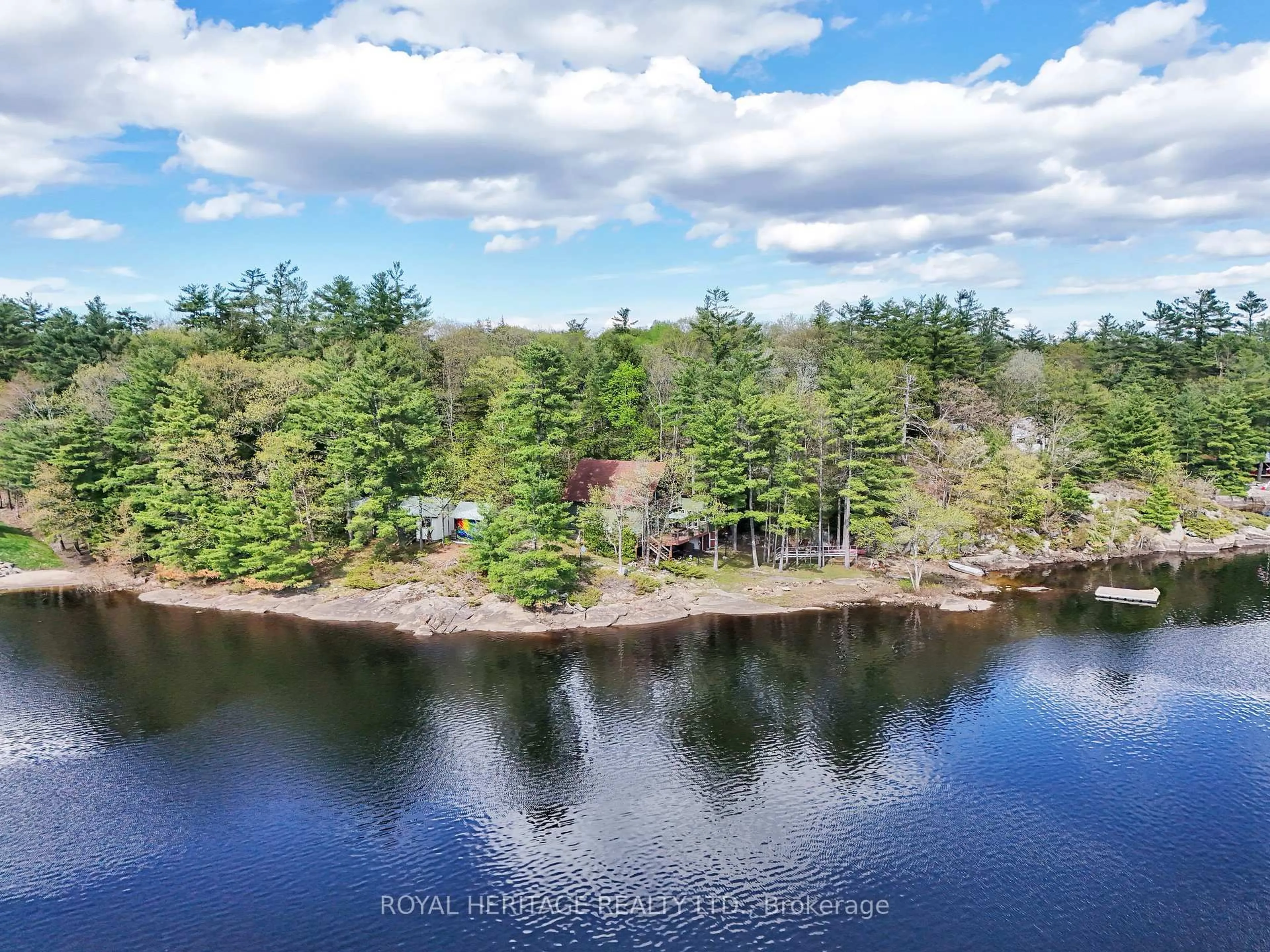 A pic from outside/outdoor area/front of a property/back of a property/a pic from drone, water/lake/river/ocean view for 1346 Wahta #2 Rd, Georgian Bay Ontario P0C 1A0