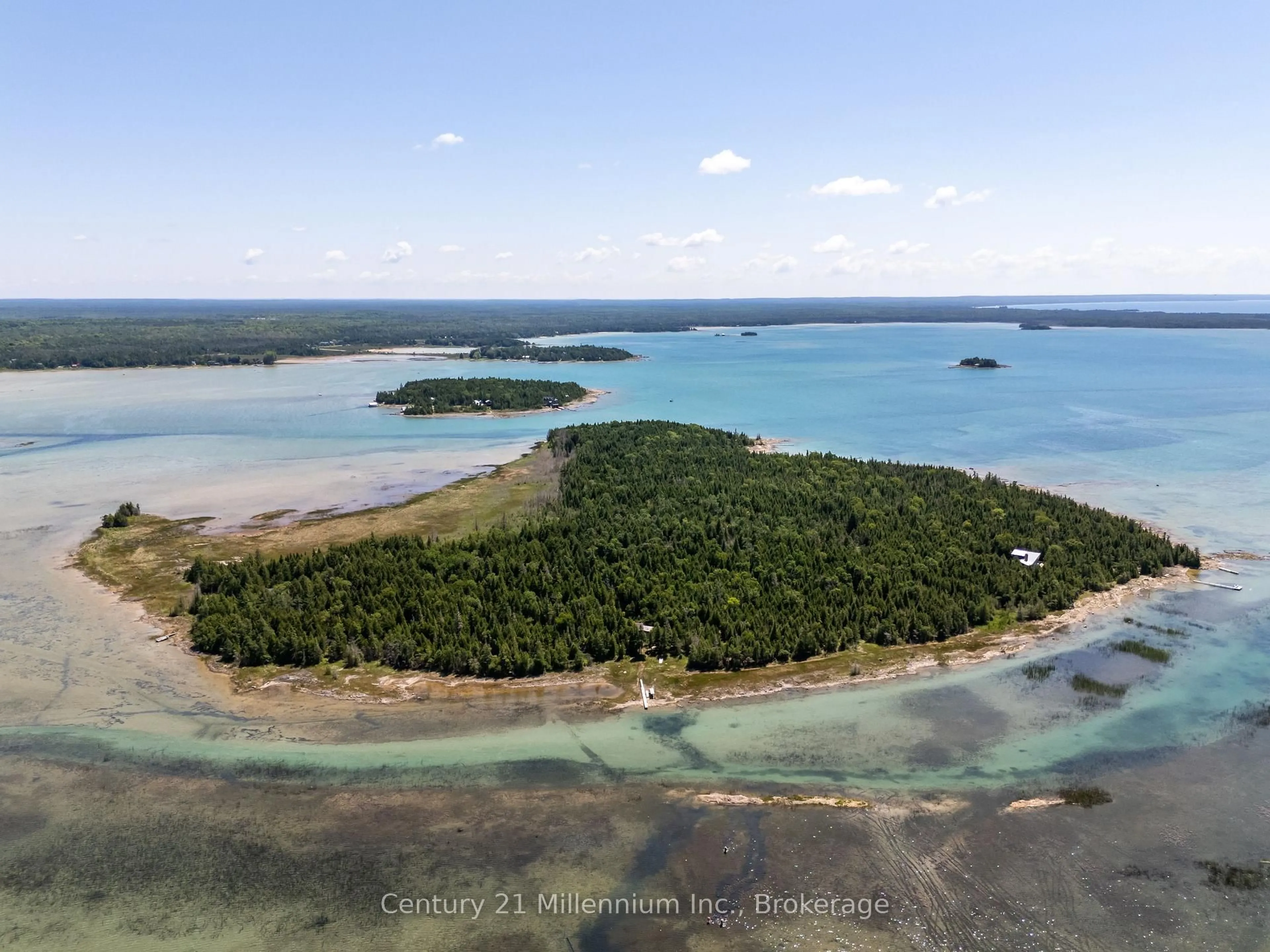 A pic from outside/outdoor area/front of a property/back of a property/a pic from drone, water/lake/river/ocean view for 77 Smokehouse Island, South Bruce Peninsula Ontario N0H 2T0
