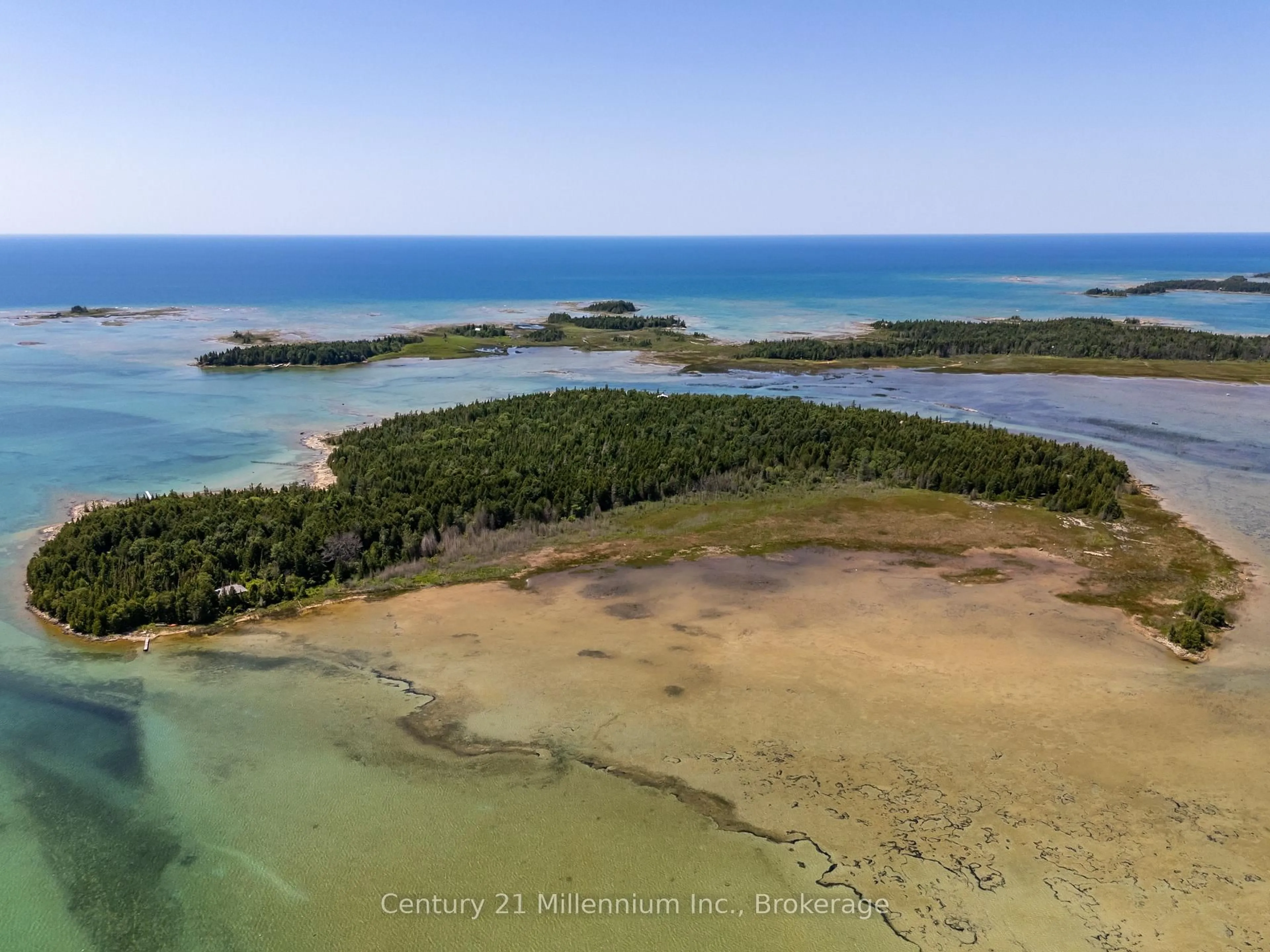 A pic from outside/outdoor area/front of a property/back of a property/a pic from drone, water/lake/river/ocean view for 77 Smokehouse Island, South Bruce Peninsula Ontario N0H 2T0