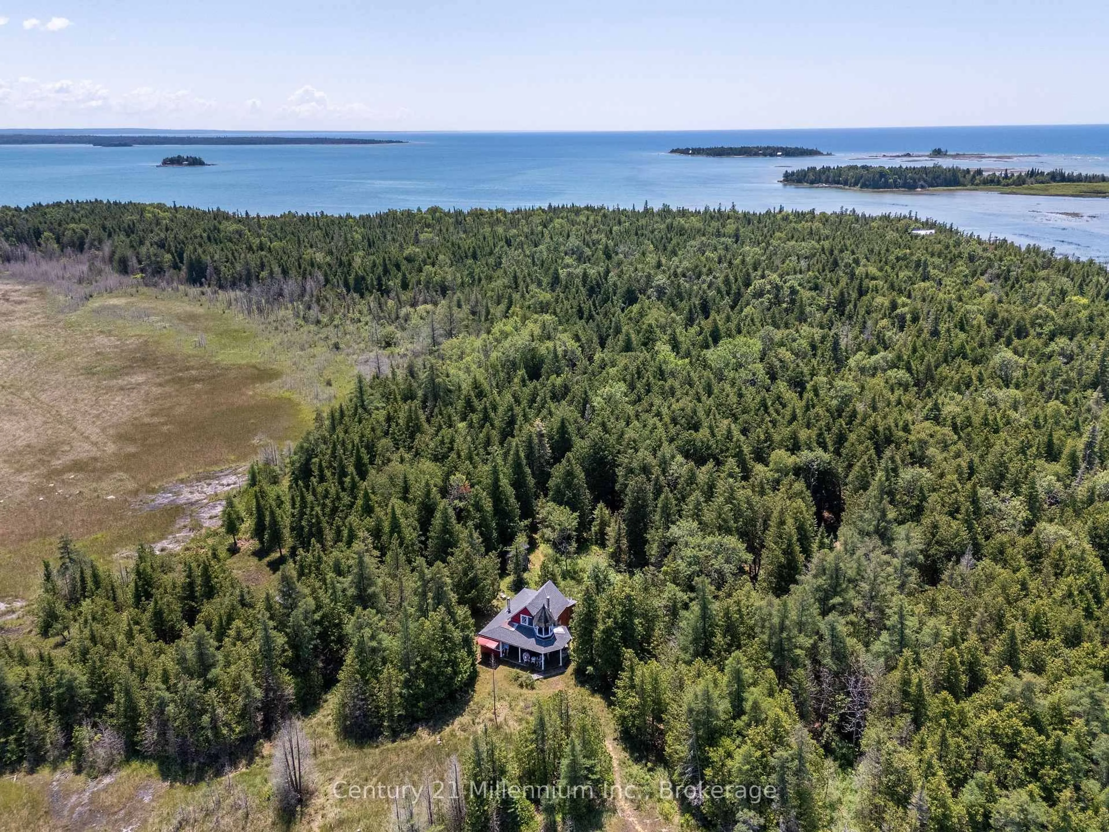 A pic from outside/outdoor area/front of a property/back of a property/a pic from drone, water/lake/river/ocean view for 77 Smokehouse Island, South Bruce Peninsula Ontario N0H 2T0