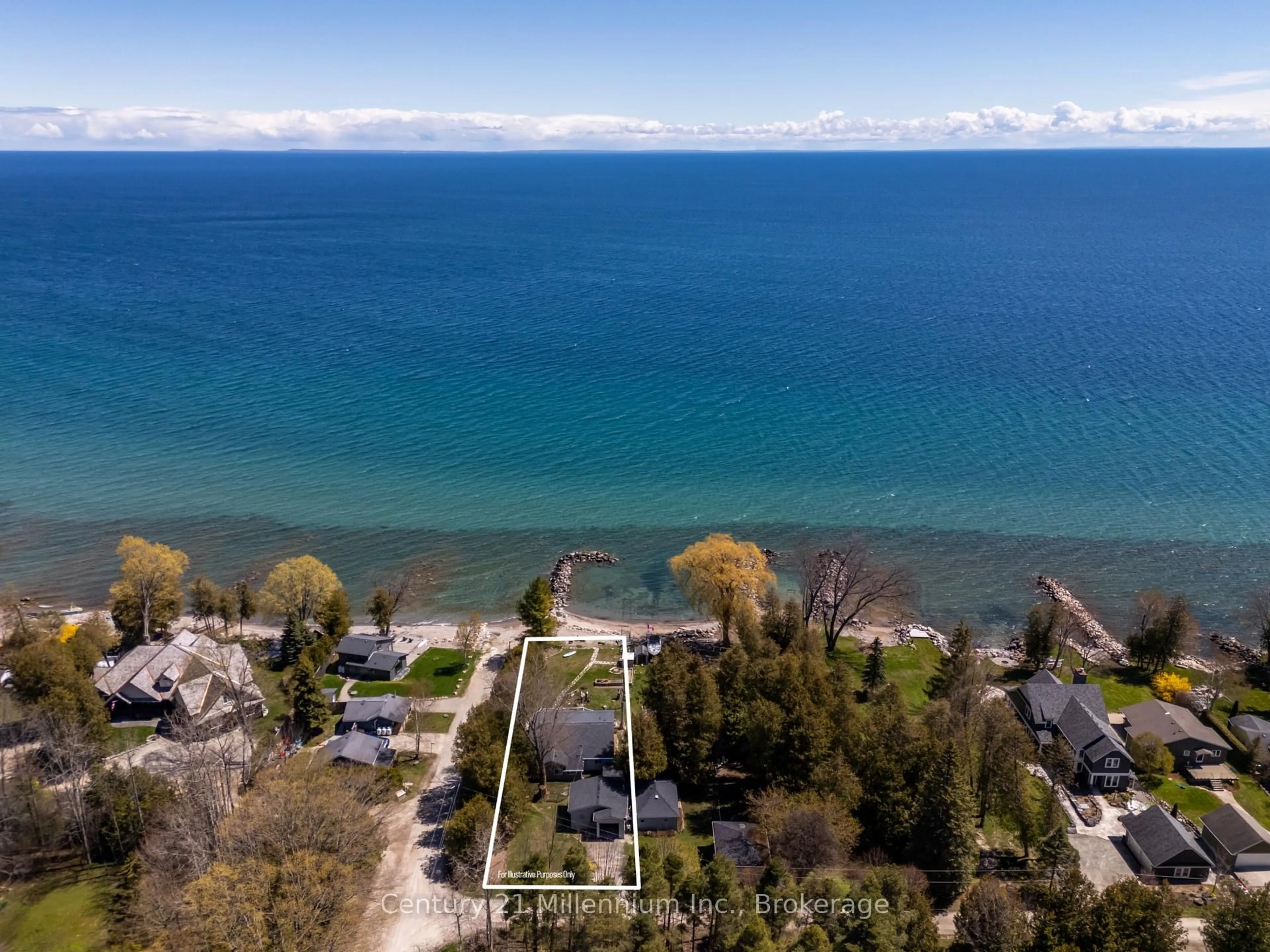A pic from outside/outdoor area/front of a property/back of a property/a pic from drone, water/lake/river/ocean view for 117 Kiowana Beach Rd, Meaford Ontario N4L 1W5