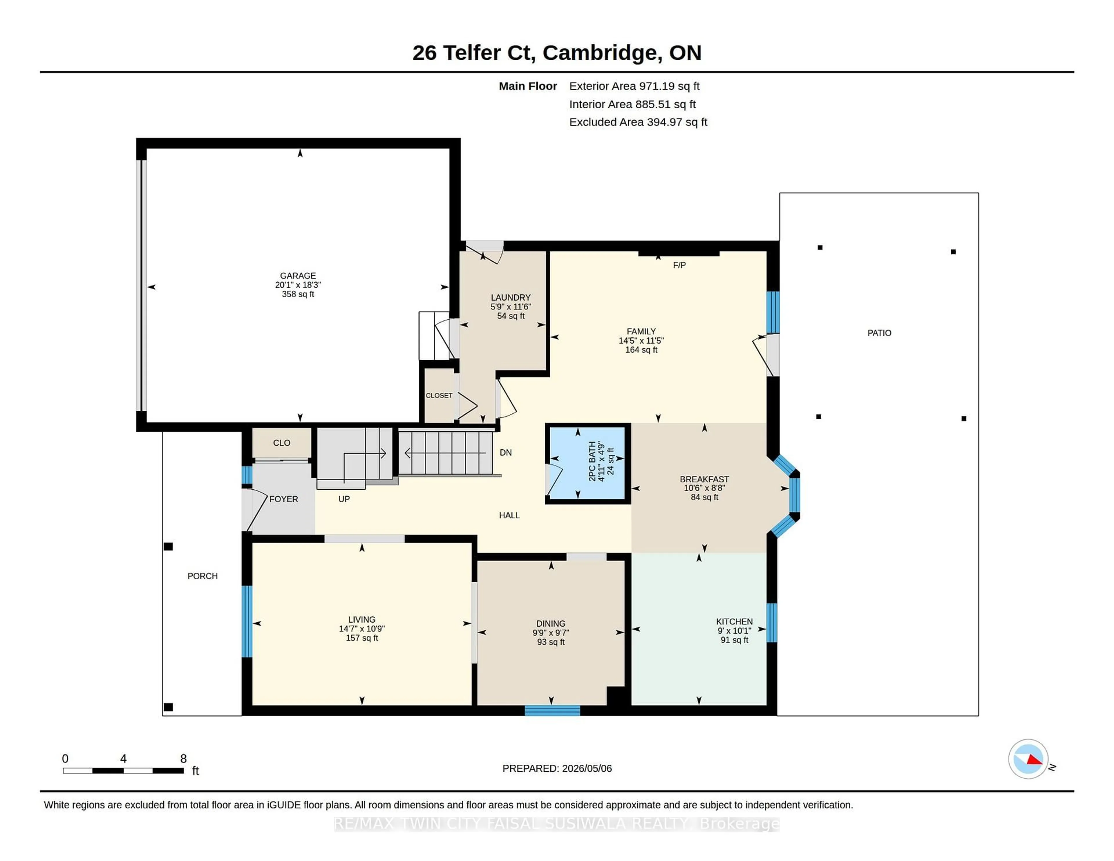 Floor plan for 26 Telfer Crt, Cambridge Ontario N1T 1G3