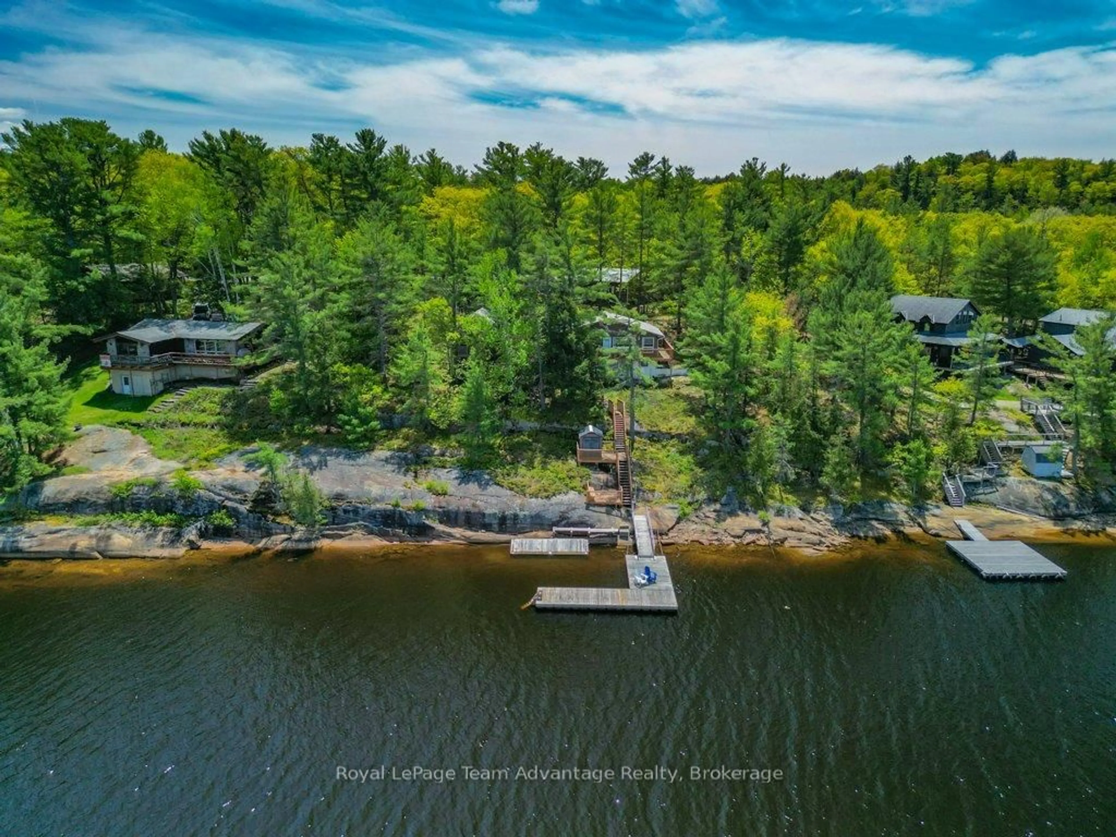 A pic from outside/outdoor area/front of a property/back of a property/a pic from drone, water/lake/river/ocean view for 47 Ridgeway Dr, Carling Ontario P0G 1G0