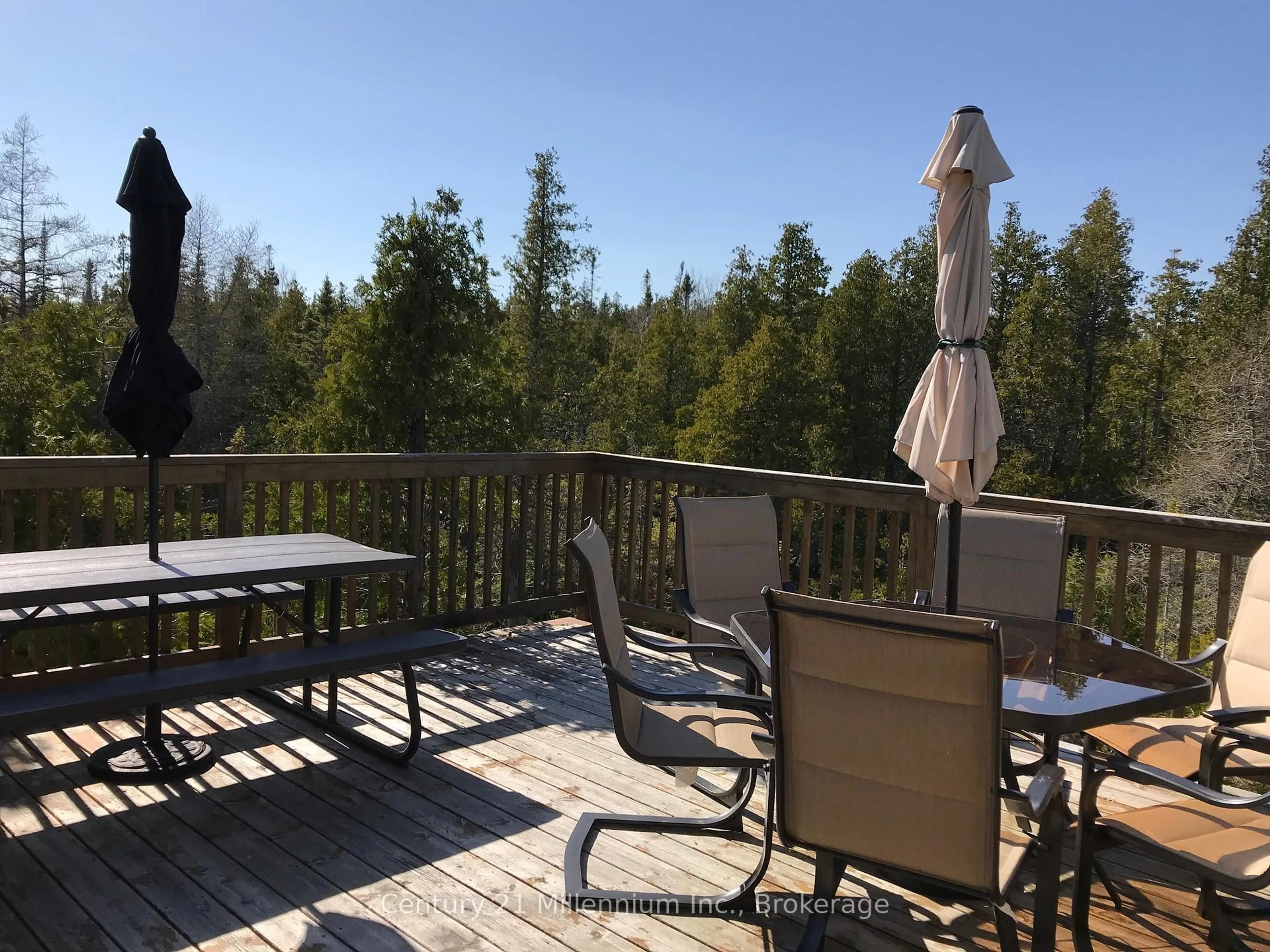Patio, forest/trees view for 62 McIvor Dr, Northern Bruce Peninsula Ontario N0H 1Z0