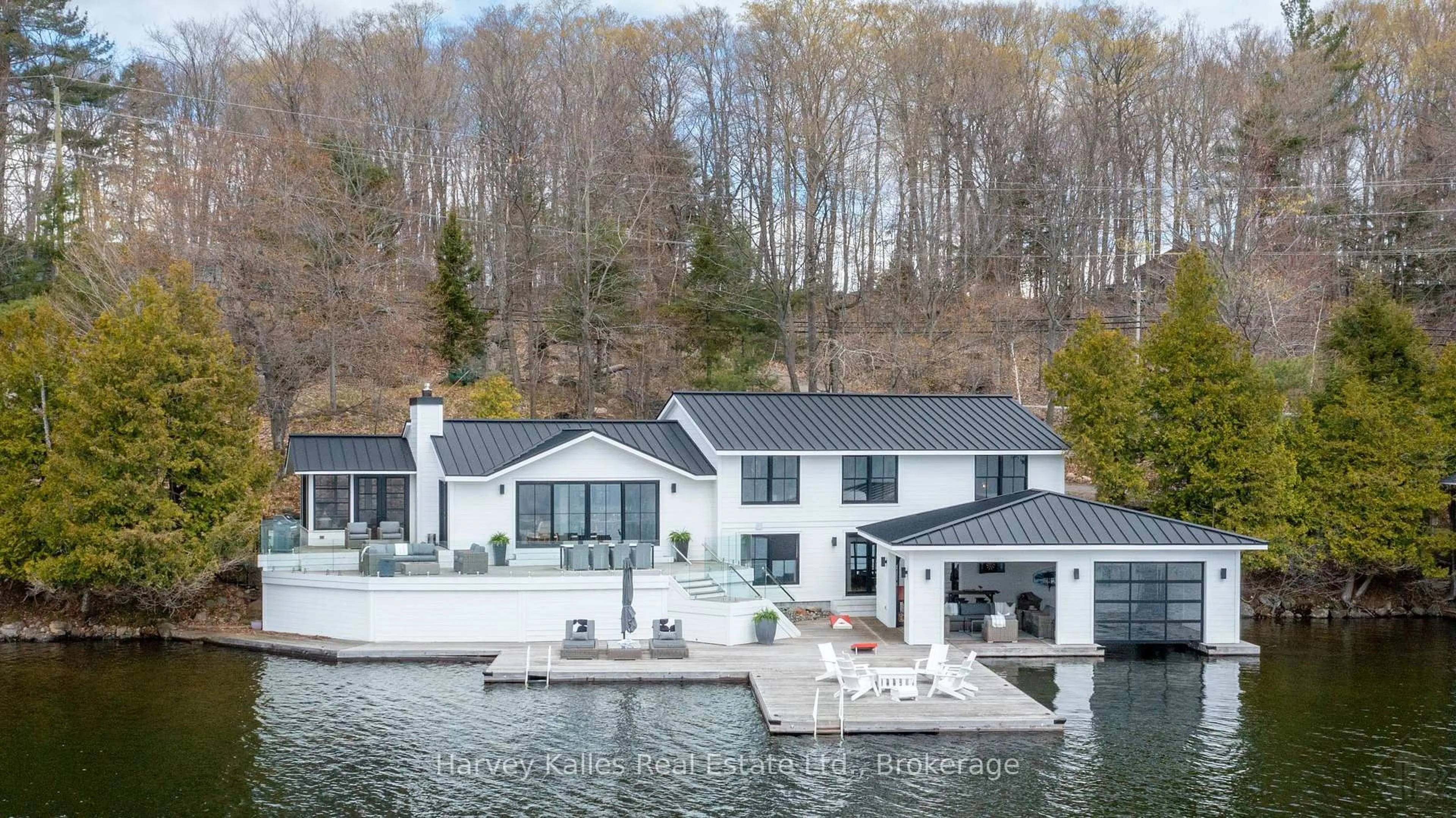 A pic from outside/outdoor area/front of a property/back of a property/a pic from drone, water/lake/river/ocean view for 1377 Peninsula Rd, Muskoka Lakes Ontario P0B 1J0