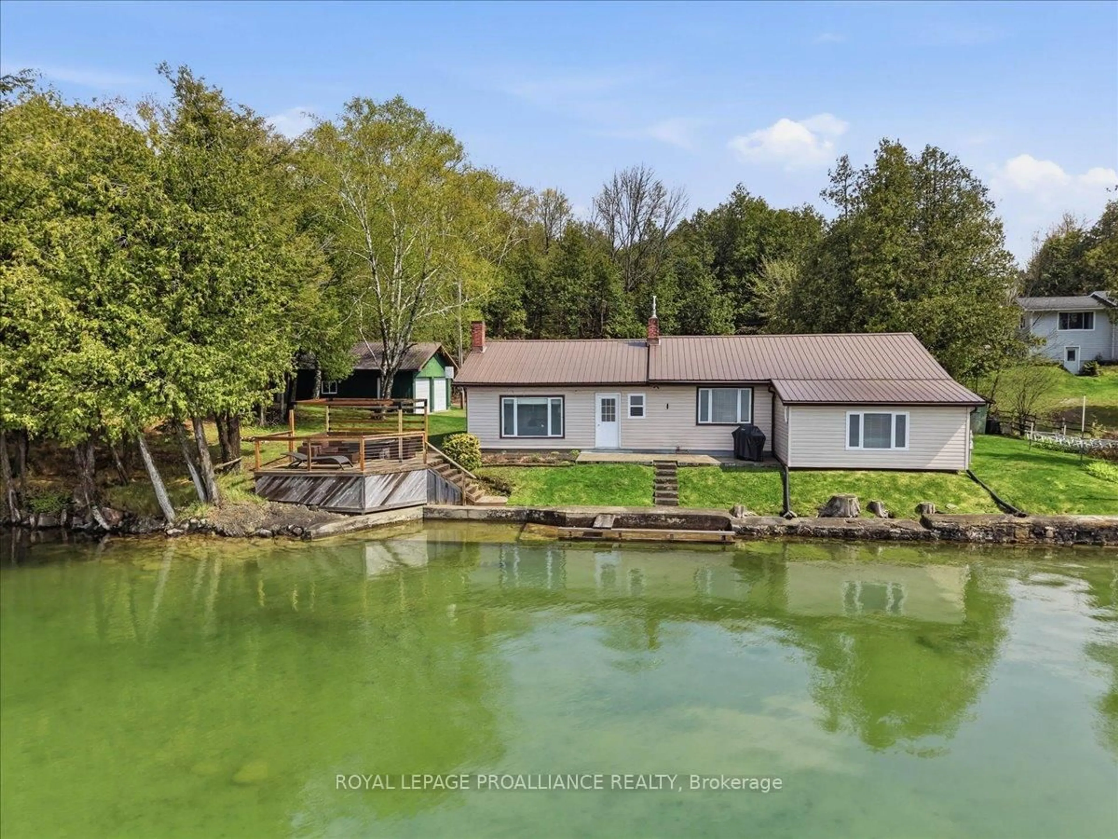 A pic from outside/outdoor area/front of a property/back of a property/a pic from drone, water/lake/river/ocean view for 381B Inglesby Rd, Stone Mills Ontario K0K 2A0