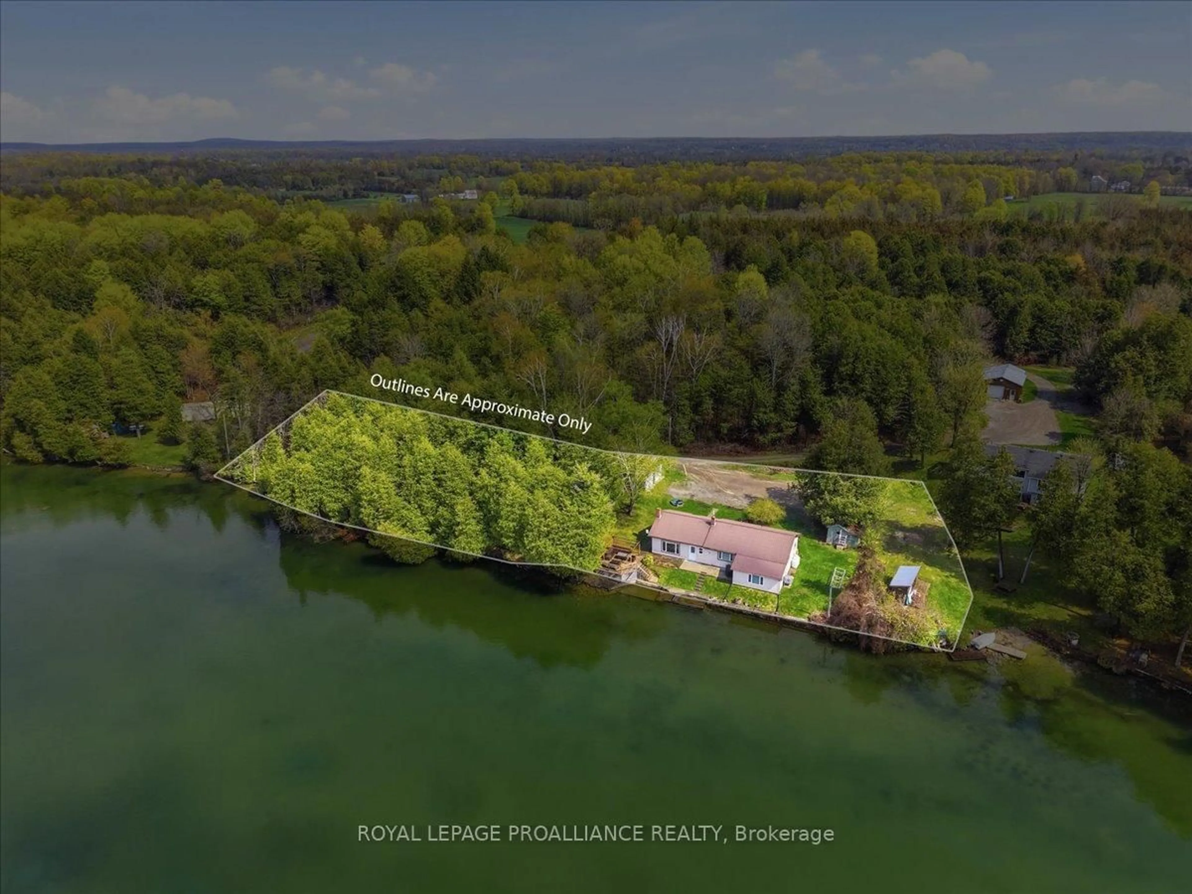 A pic from outside/outdoor area/front of a property/back of a property/a pic from drone, water/lake/river/ocean view for 381B Inglesby Rd, Stone Mills Ontario K0K 2A0