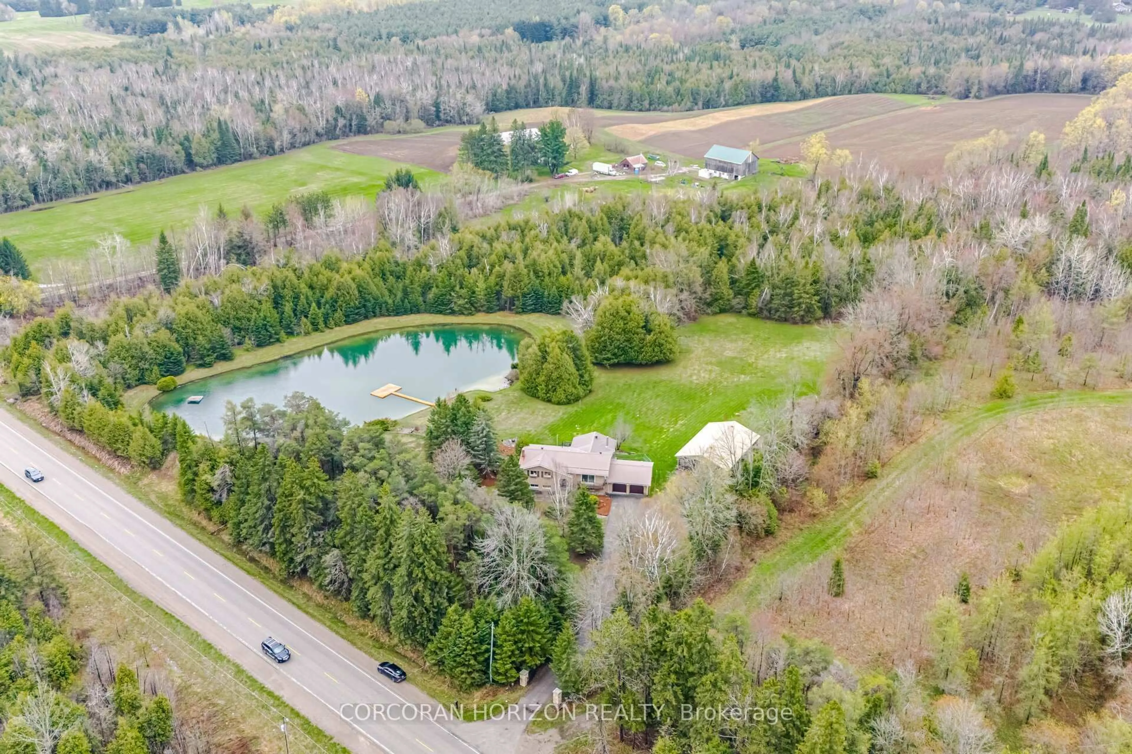 A pic from outside/outdoor area/front of a property/back of a property/a pic from drone, water/lake/river/ocean view for 475248 County  11 Rd, Amaranth Ontario L9W 0R6