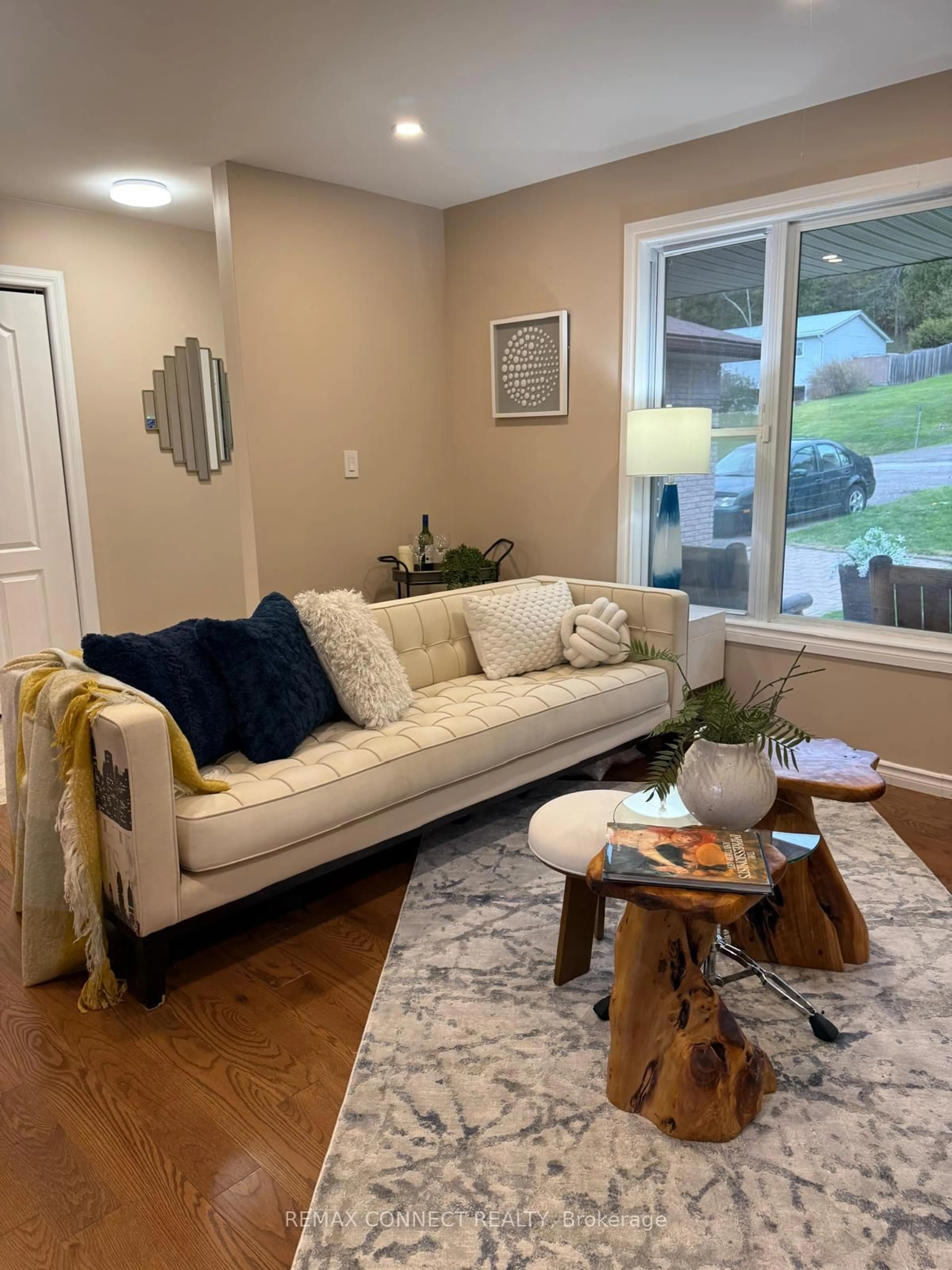 Living room with furniture, wood/laminate floor for 36 Helen Dr, Kawartha Lakes Ontario K0L 2W0