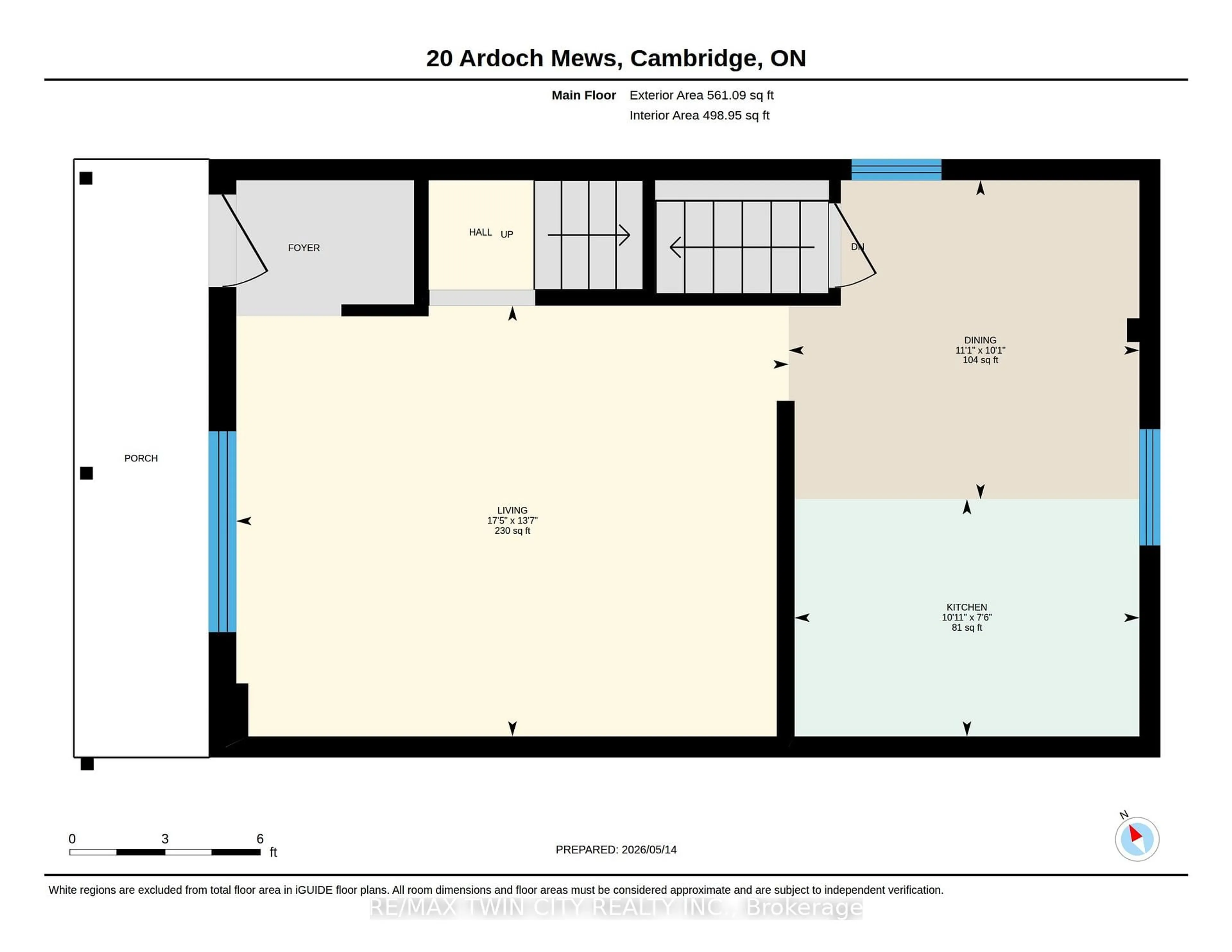 Floor plan for 20 Ardoch Mews, Cambridge Ontario N1R 7T6