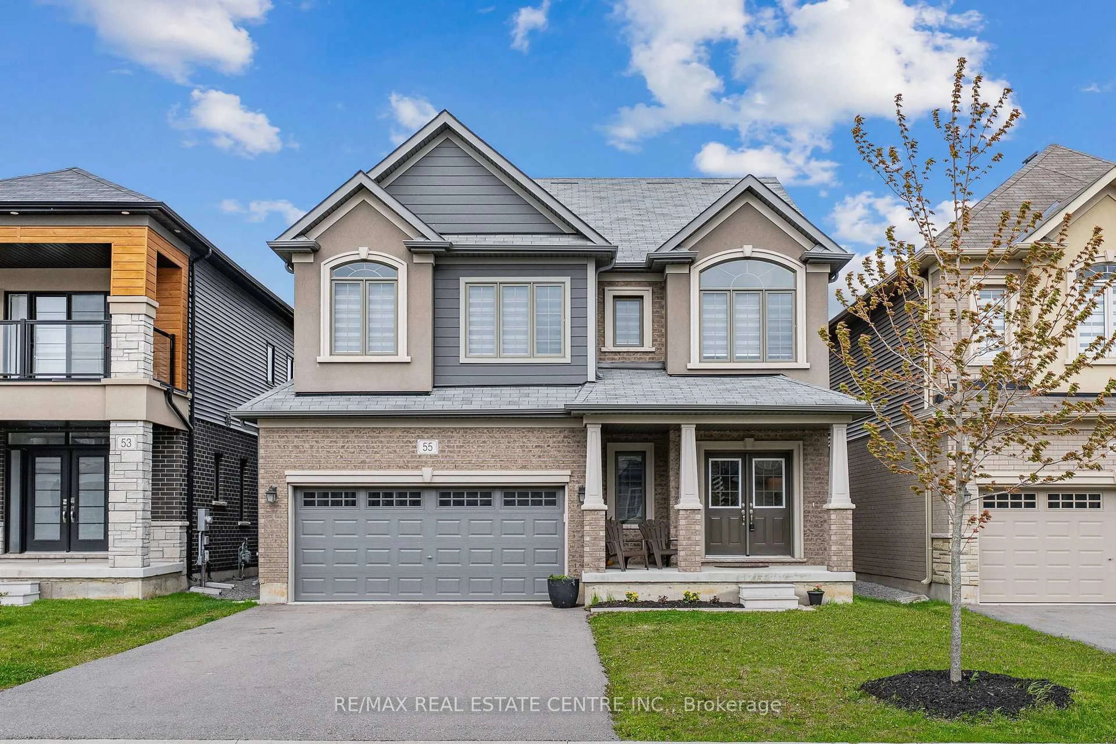 Home with brick exterior material, street for 55 Scenic Ridge Gate, Brant Ontario N3L 0K4