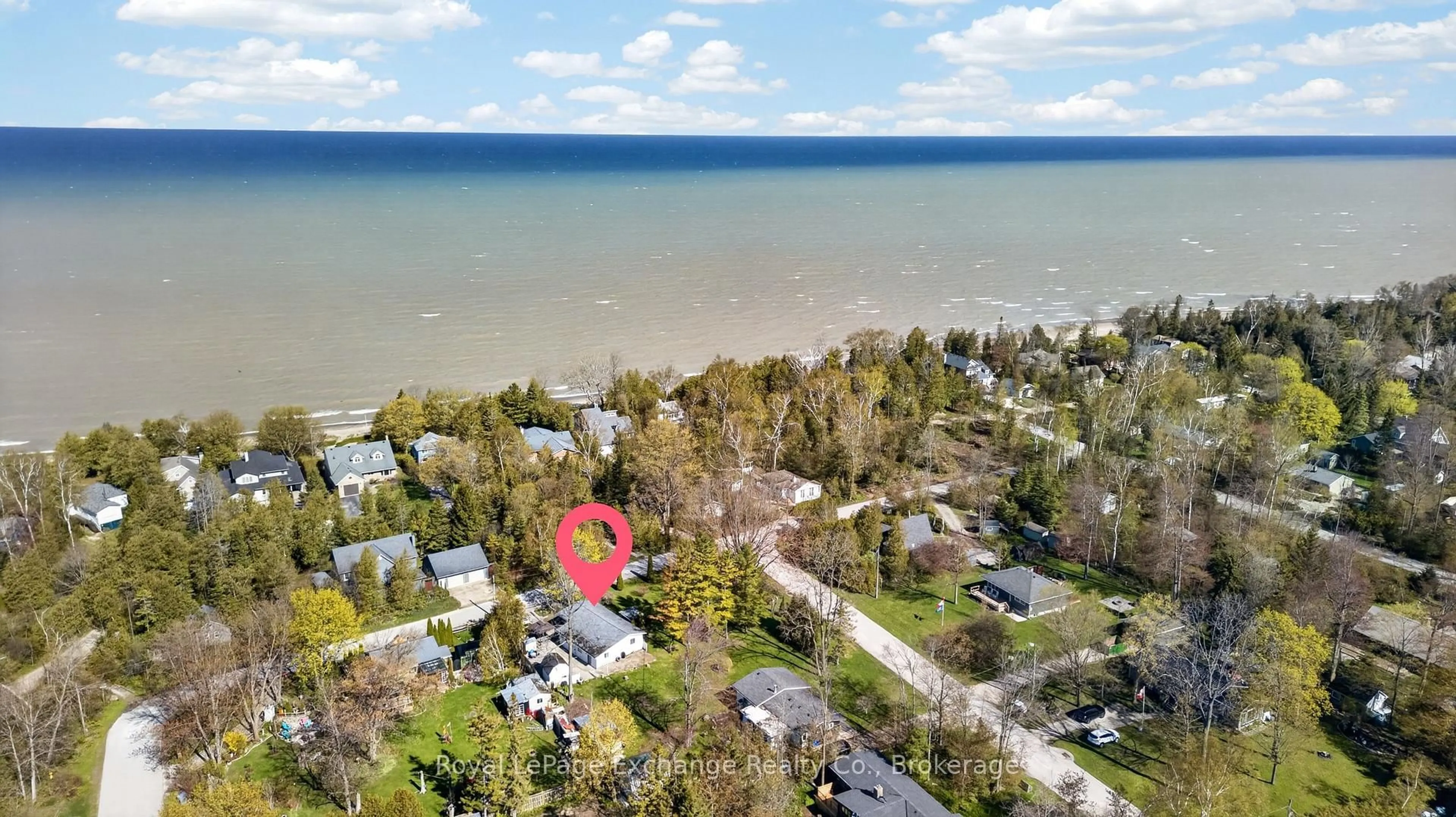 A pic from outside/outdoor area/front of a property/back of a property/a pic from drone, water/lake/river/ocean view for 404 Browns Lane, Huron-Kinloss Ontario N2Z 2X3