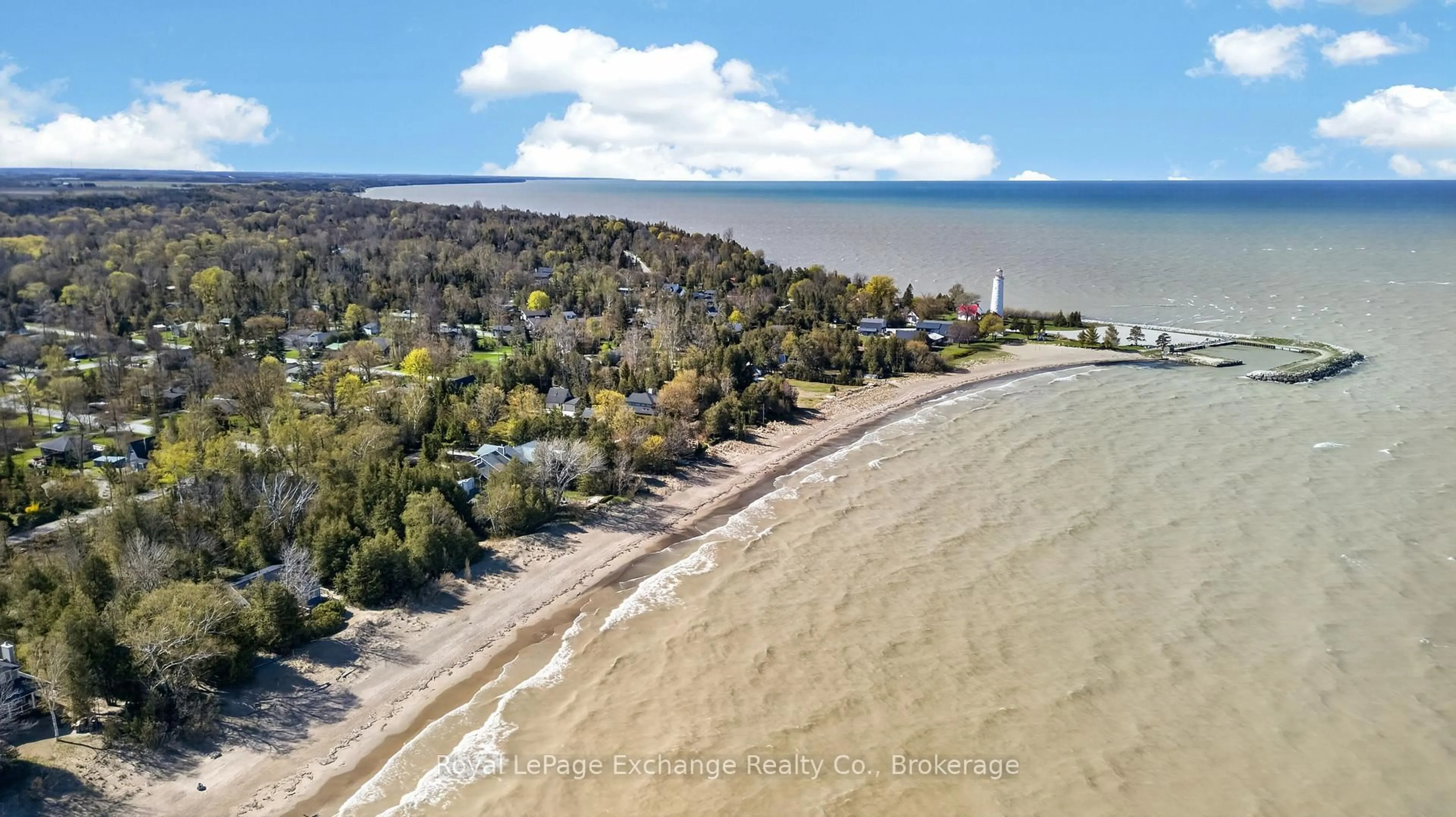 A pic from outside/outdoor area/front of a property/back of a property/a pic from drone, water/lake/river/ocean view for 404 Browns Lane, Huron-Kinloss Ontario N2Z 2X3