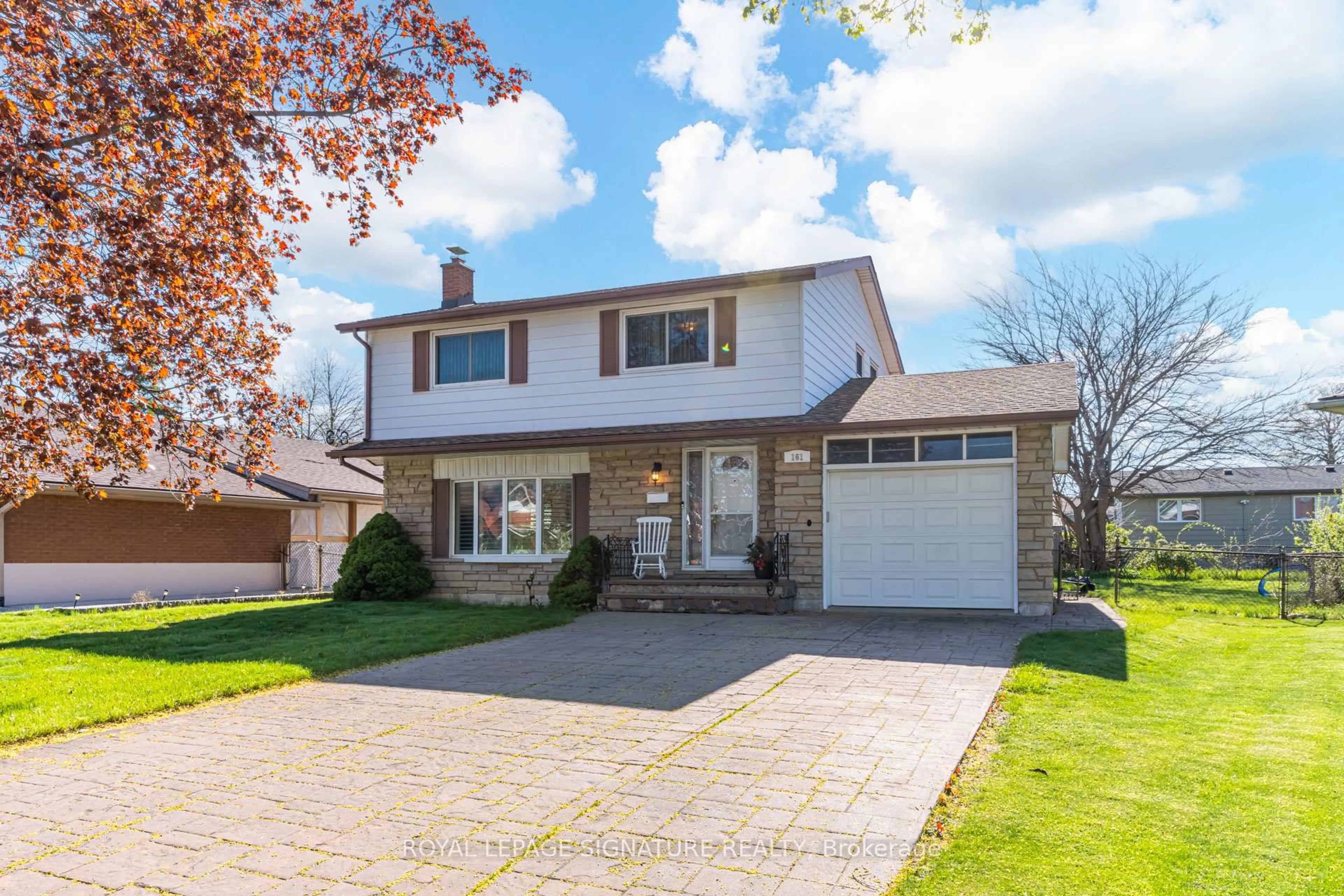 Home with vinyl exterior material, street for 161 Greenford Dr, Hamilton Ontario L8G 2G9