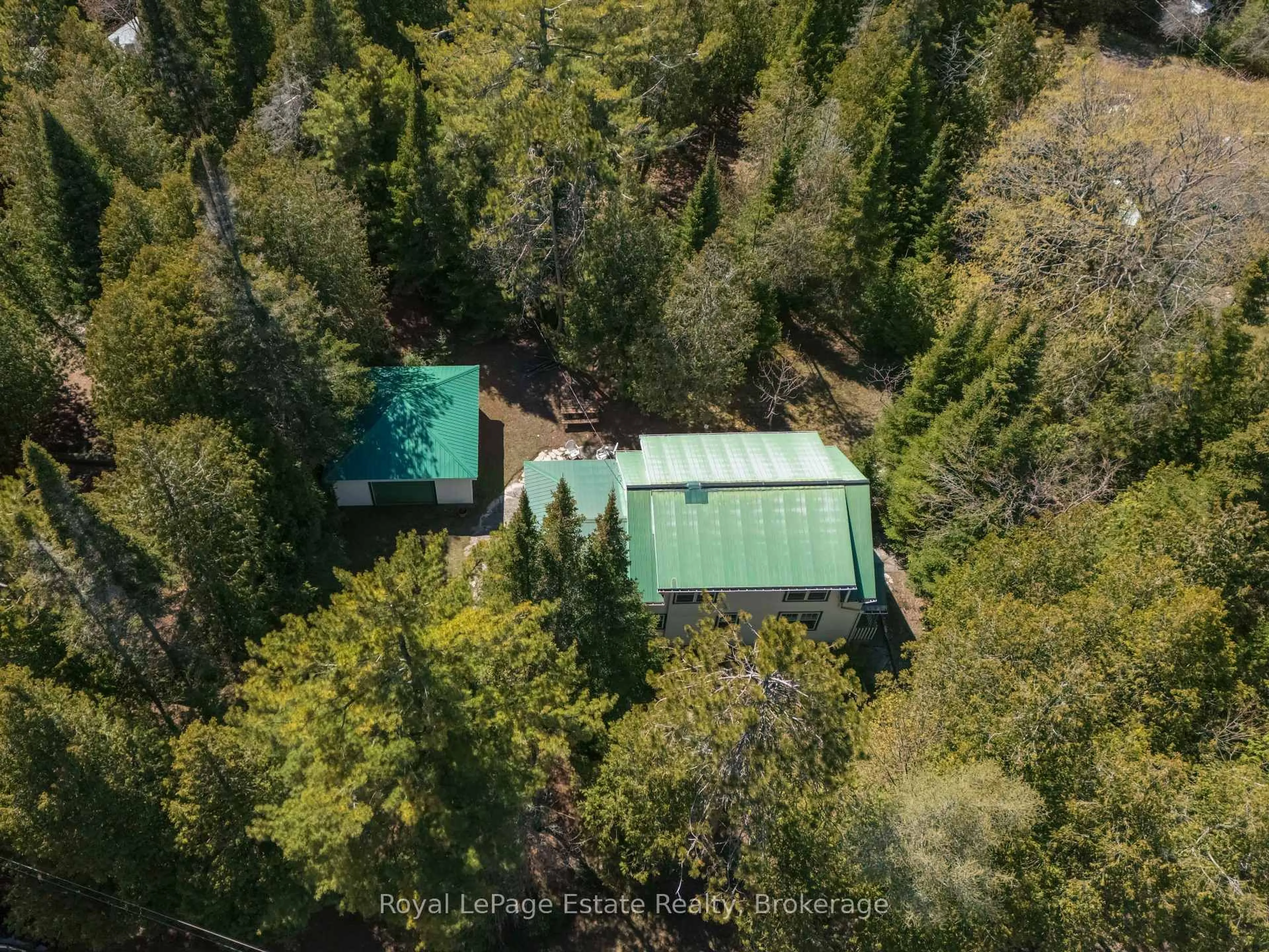 A pic from outside/outdoor area/front of a property/back of a property/a pic from drone, forest/trees view for 138 Third Ave, South Bruce Peninsula Ontario N0H 2G0