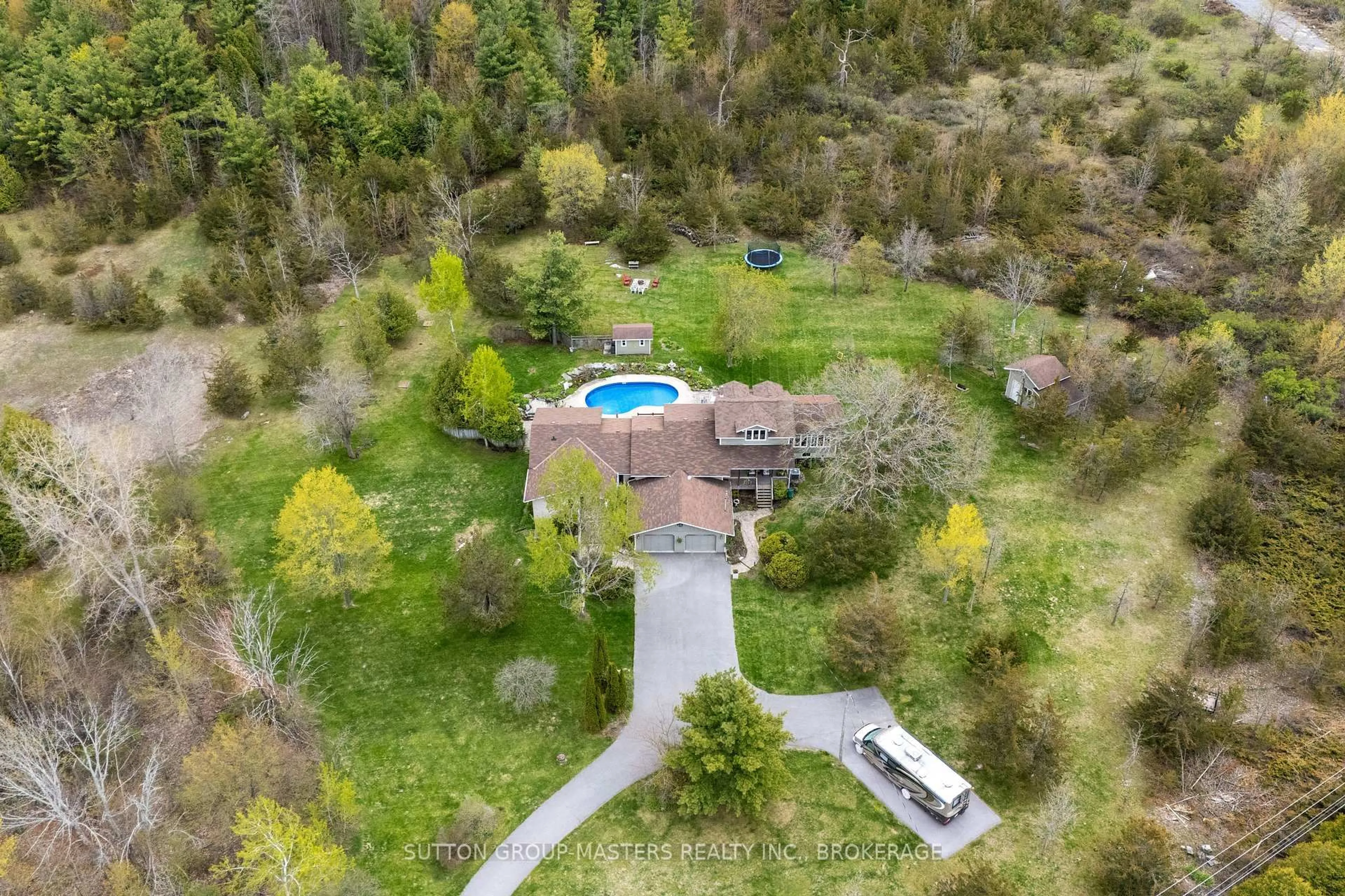 A pic from outside/outdoor area/front of a property/back of a property/a pic from drone, forest/trees view for 466 Colebrook Rd, Yarker Ontario K0K 3N0